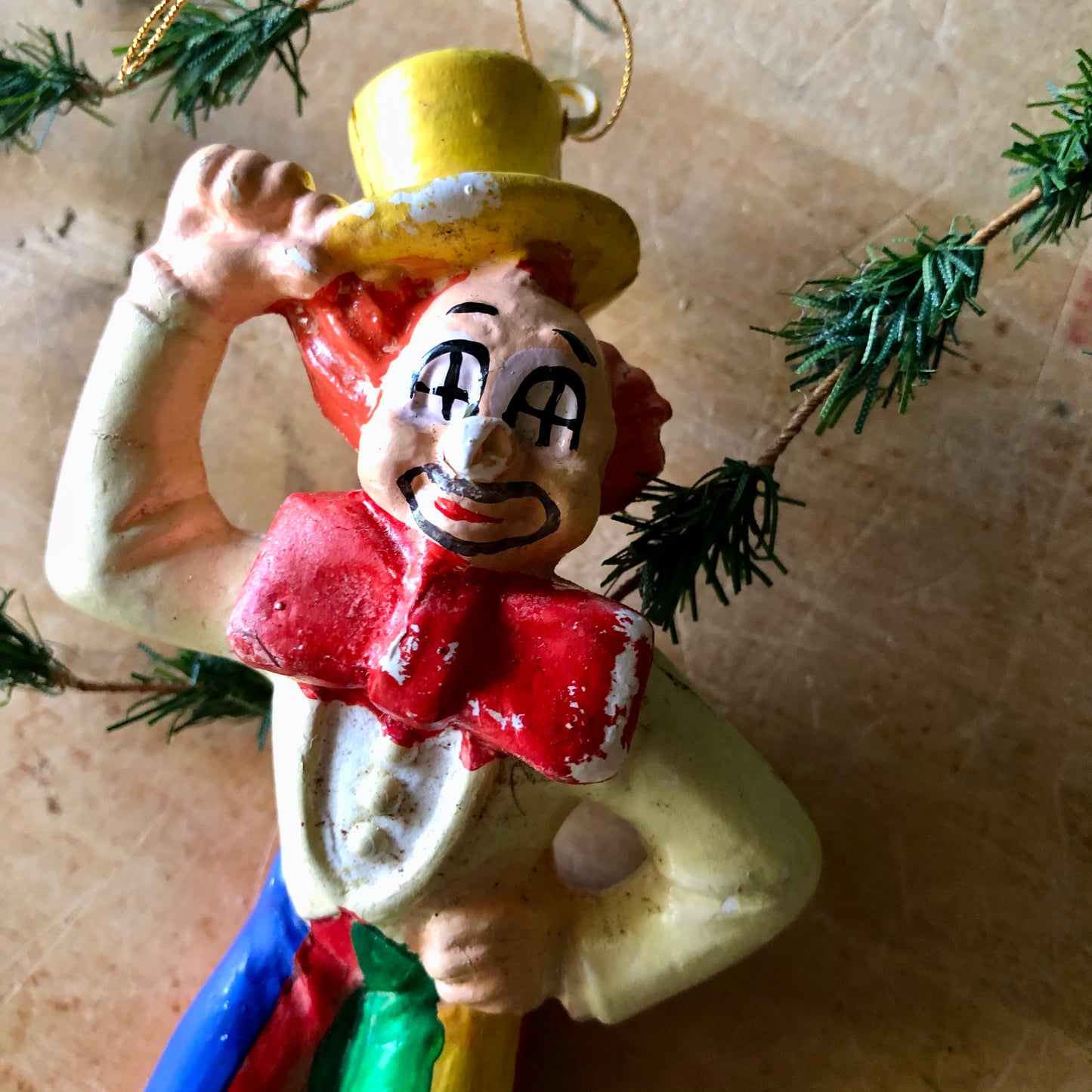 Vintage Silvestri Plastic Clown Ornaments (c.1950s)