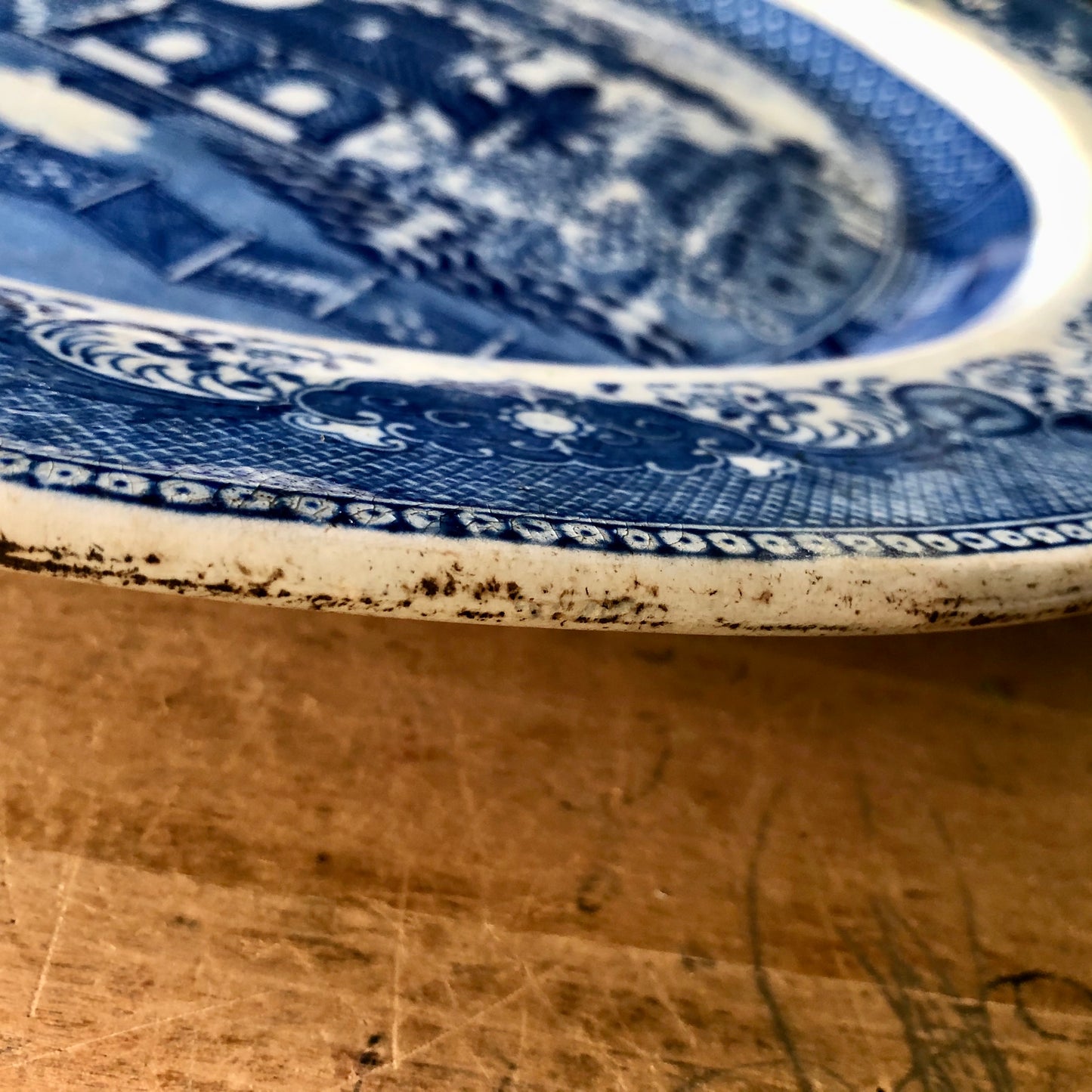 Extra Large Blue Willow Transferware Meat Platter (c.1800s)
