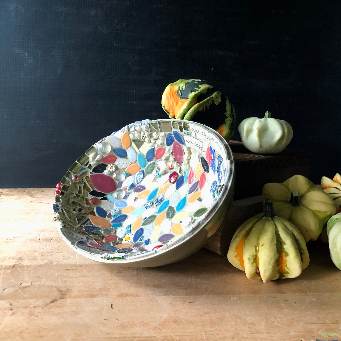 Mid Century Green Mosaic Bowl