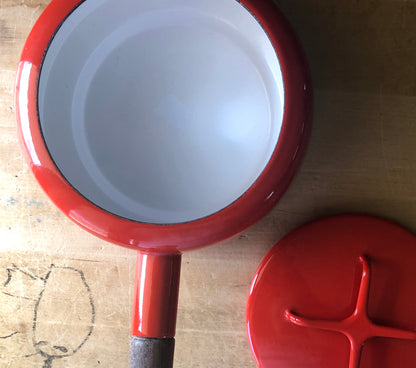 Dansk Kobenstyle Red Enamel Mid Century Fondue Pot (c.1960s)