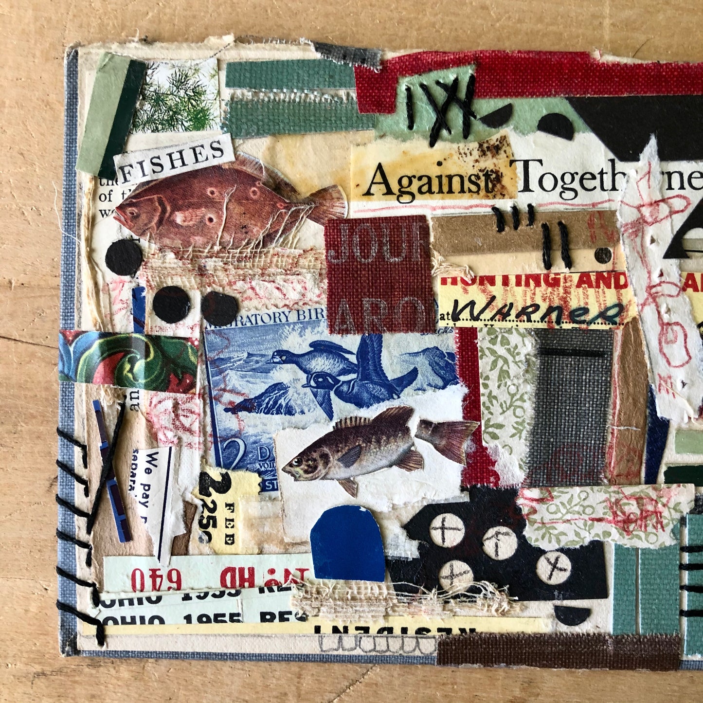 Mixed Media Collage, 'Let's Go Fishing'