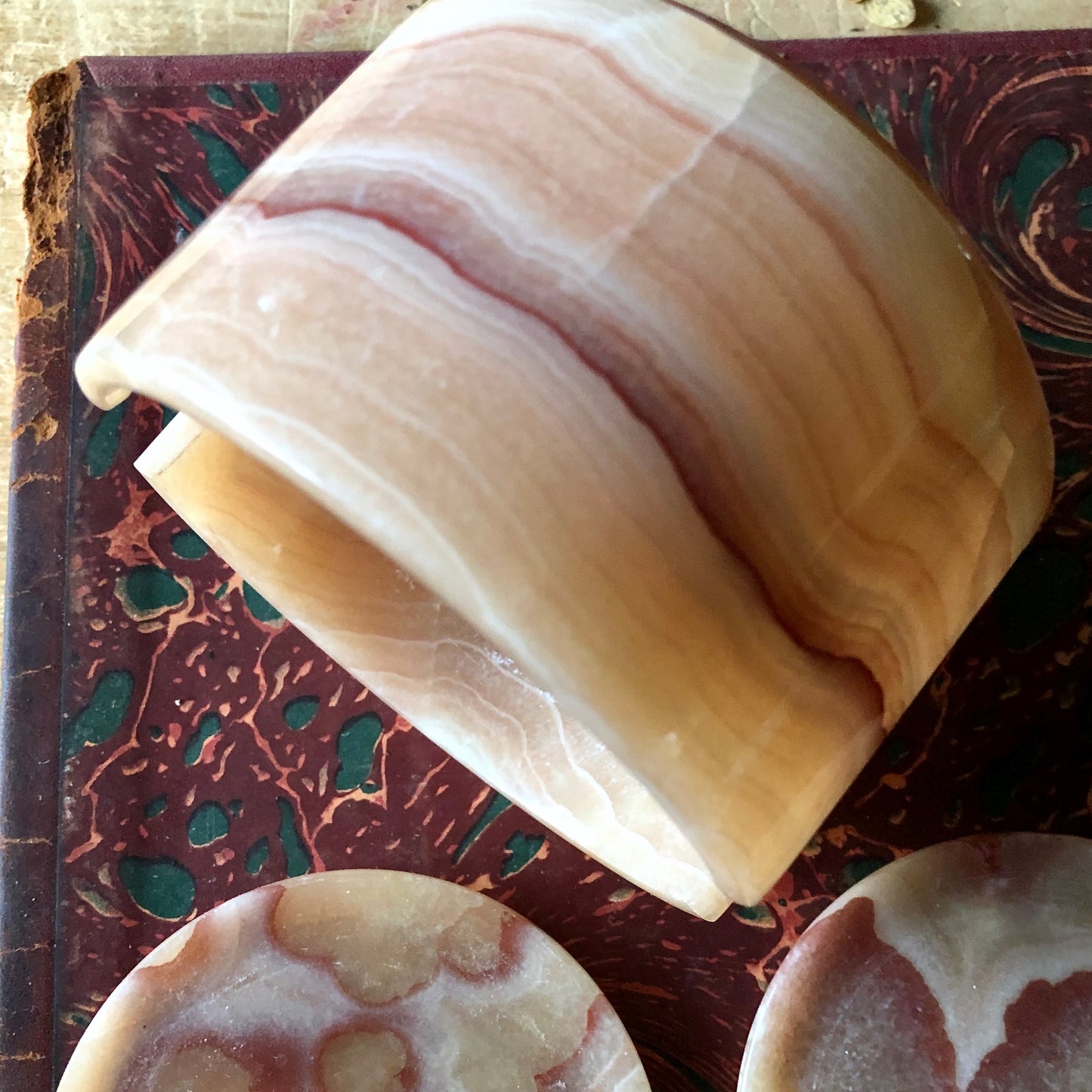 Vintage Mexican Onyx Coaster Set