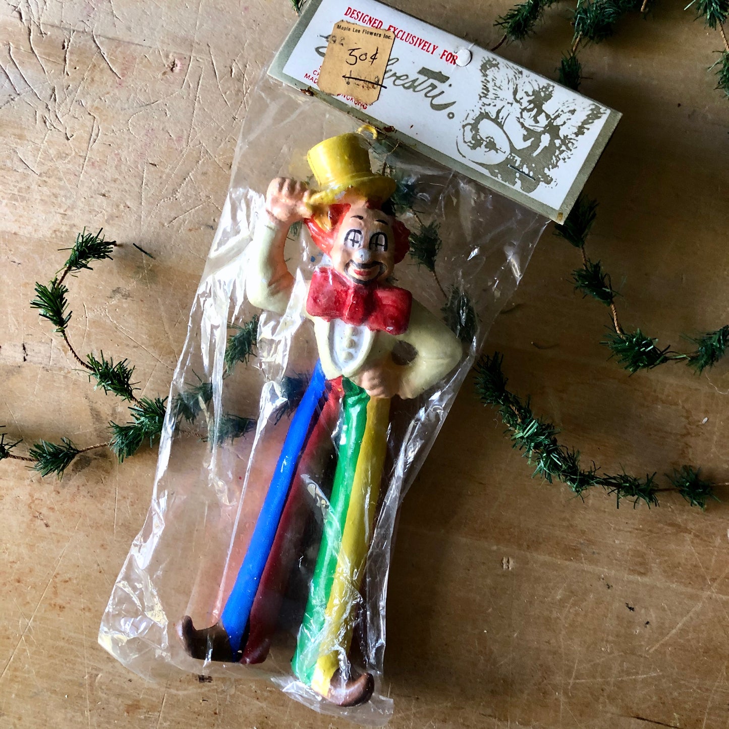 Vintage Silvestri Plastic Clown Ornaments (c.1950s)