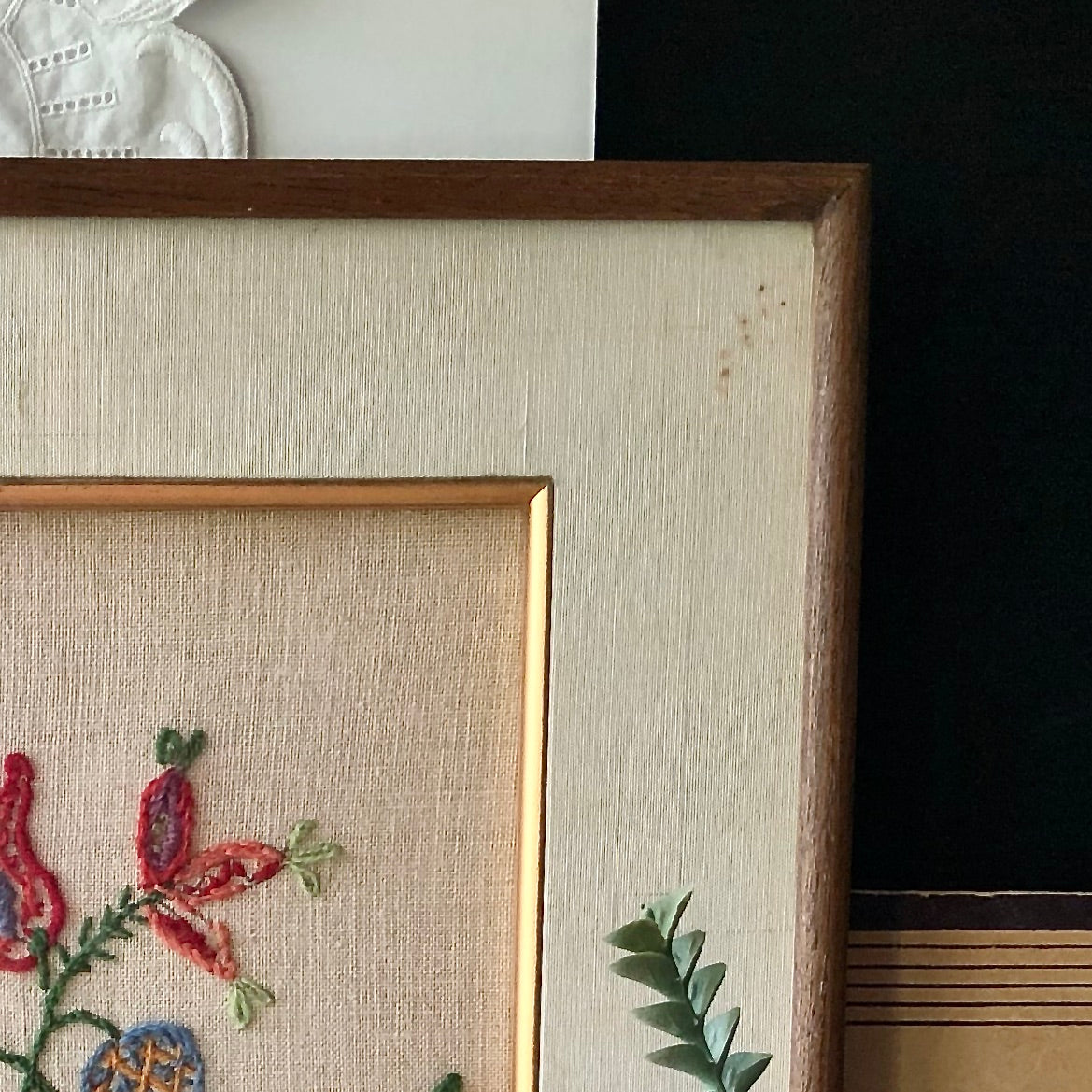 Mid Century Framed Floral Needlework Set (c.1960s)