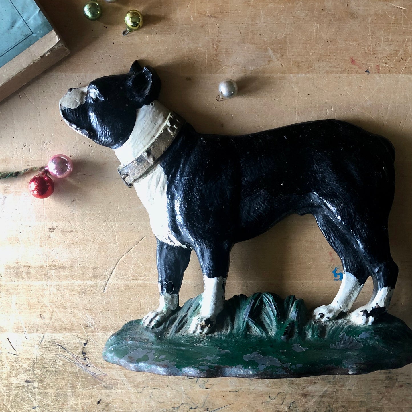 Antique Cast Iron Boston Terrier Door Stop (c.1920s)