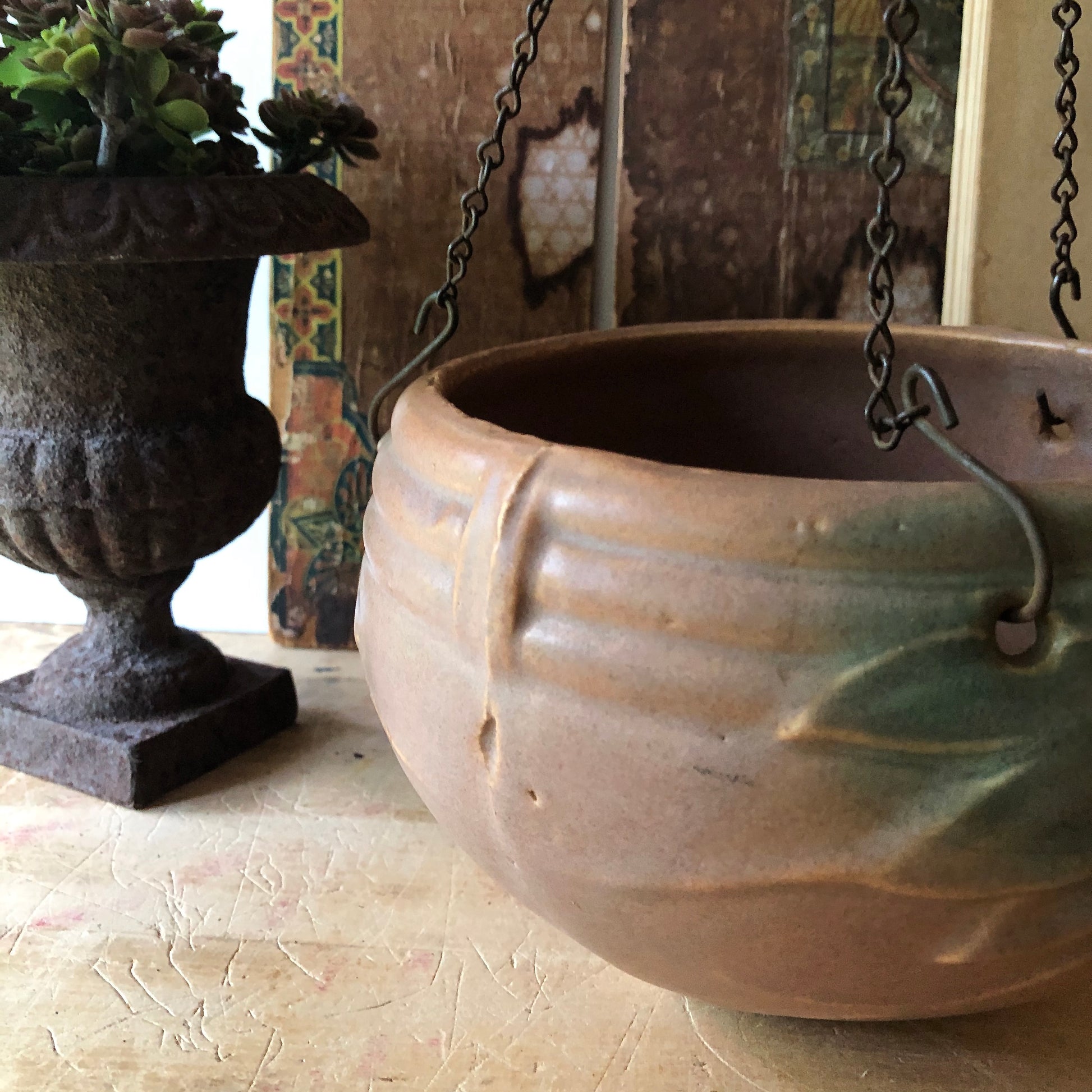 mccoy hanging planter Early McCoy Pottery Hanging Planter (c.1920s) – Rush Creek Vintage