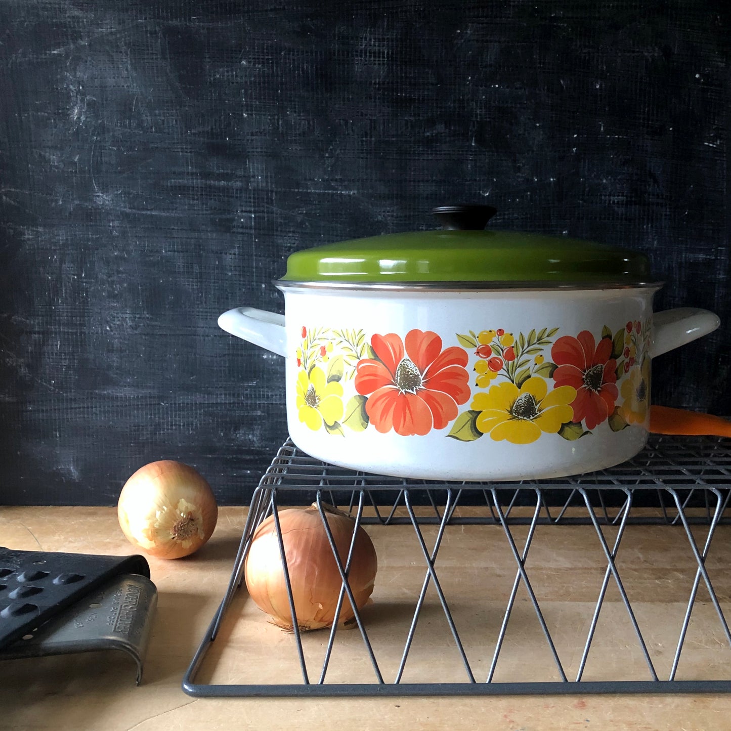 Retro Floral Enamel Cookware Set (c.1970s)