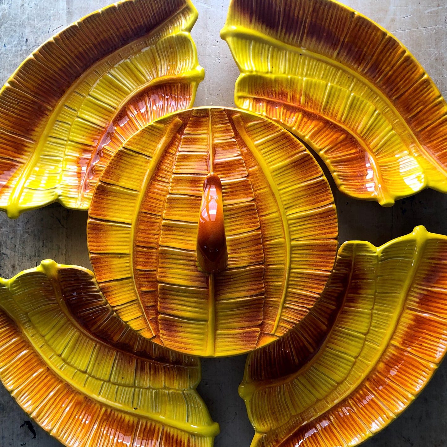 Mid Century California Pottery Yellow Snack Set (c.1960s)