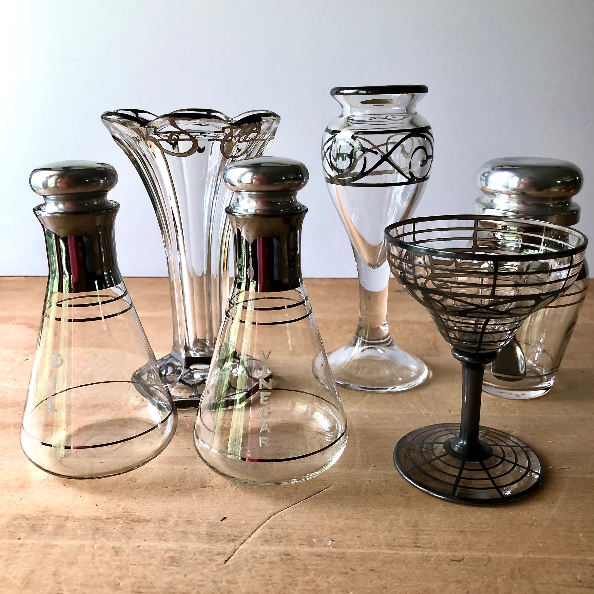 Silver Deco Style Glass Collection (c.1940s)
