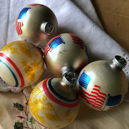 Shiny Brite Patriotic Glass Christmas Ornaments