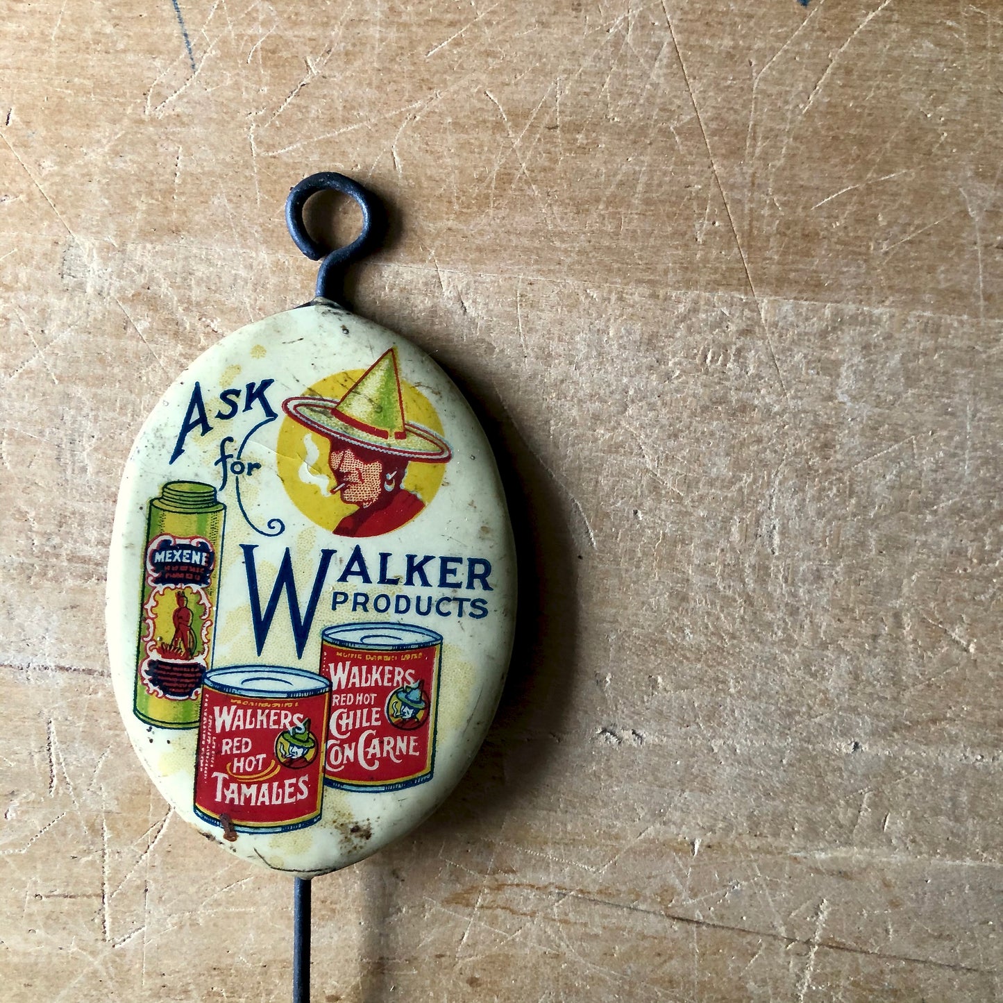 Mexican Food Celluloid Advertising Hook (c.1930)