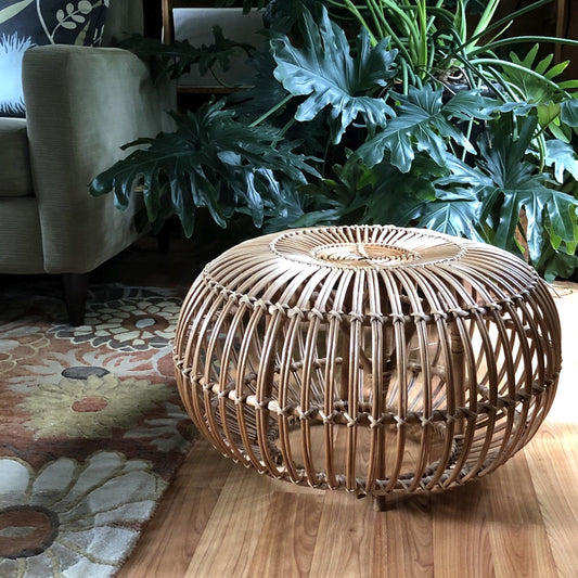 Mid Century Franco Albini Rattan Pouf Ottoman (c.1960s)