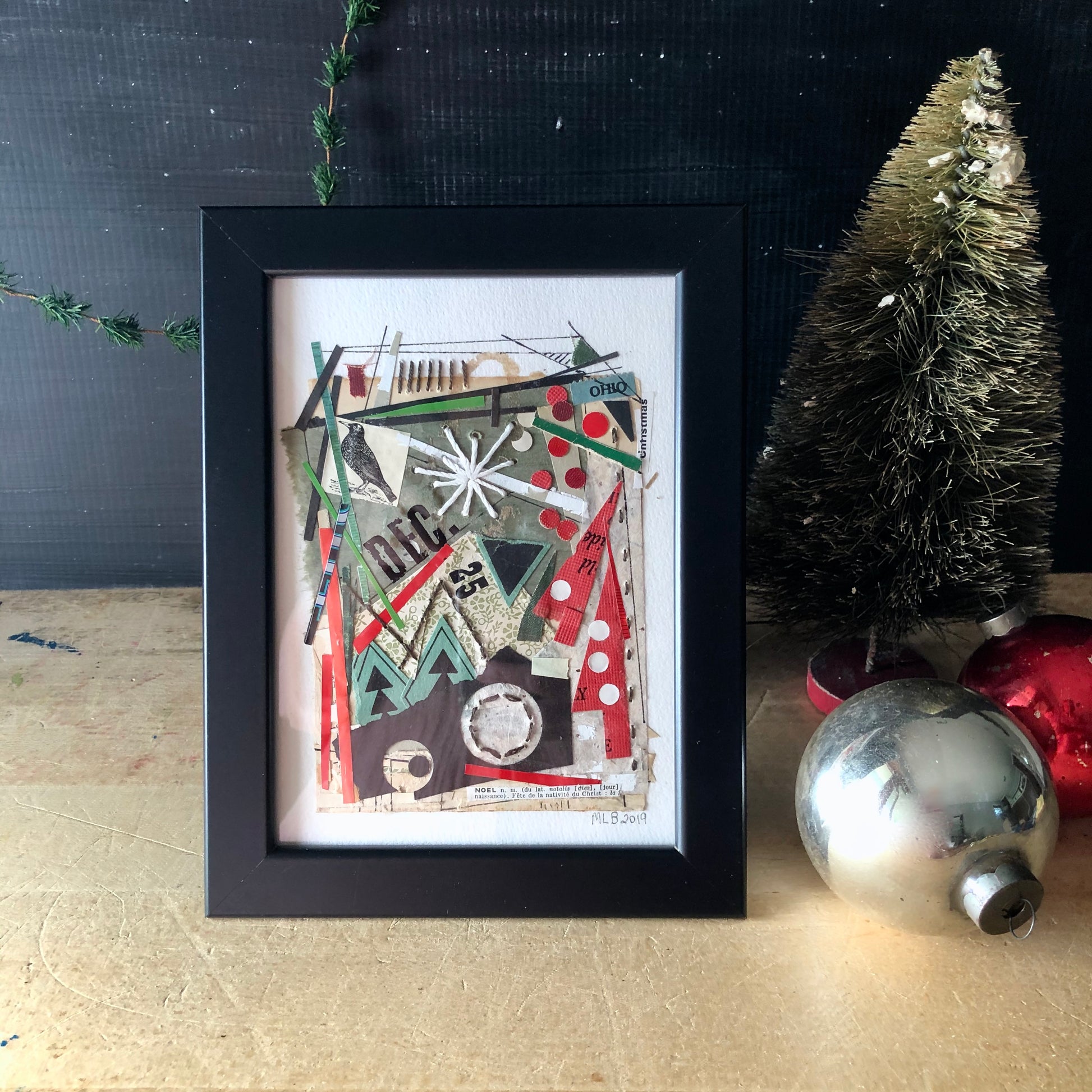 Christmas Paper Collage Art Made From Old Books