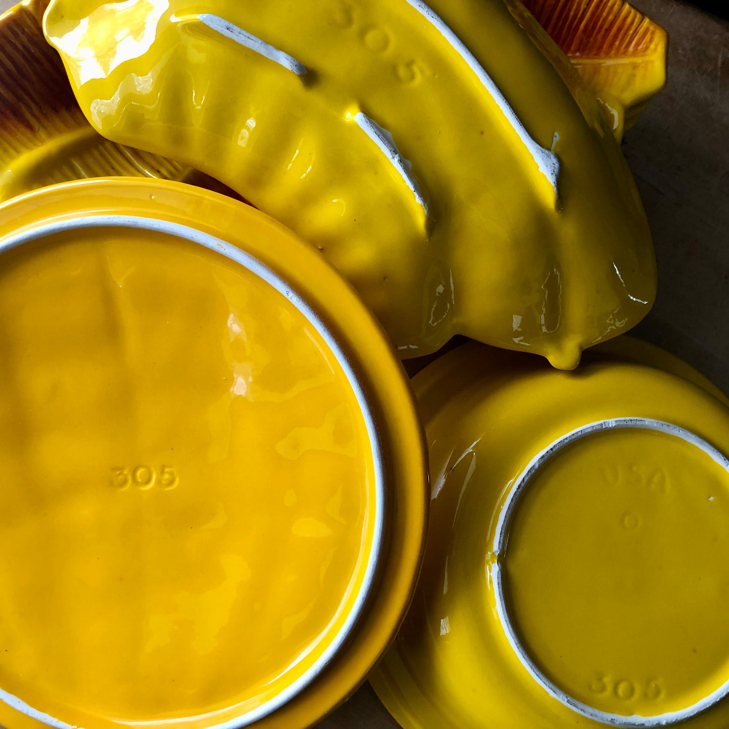 Mid Century California Pottery Yellow Snack Set (c.1960s)