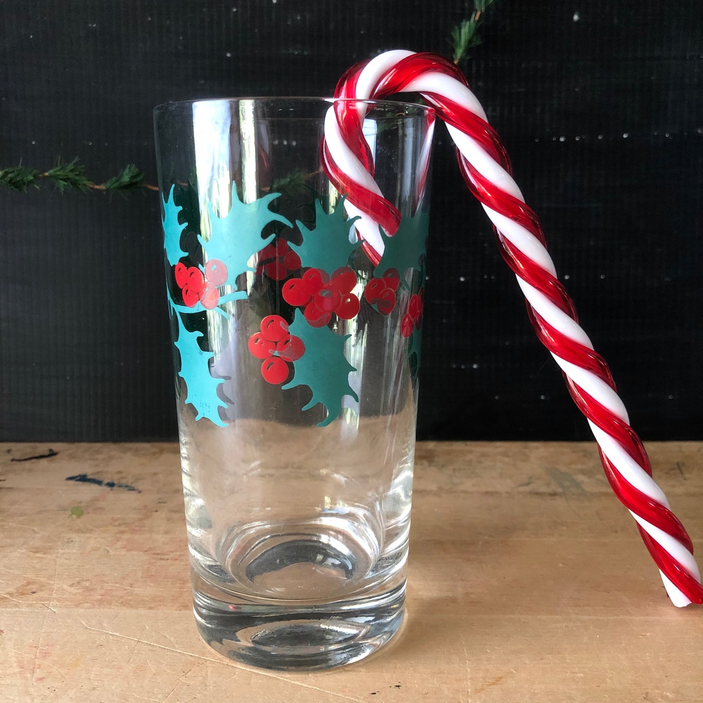 Vintage Christmas Holly Glasses