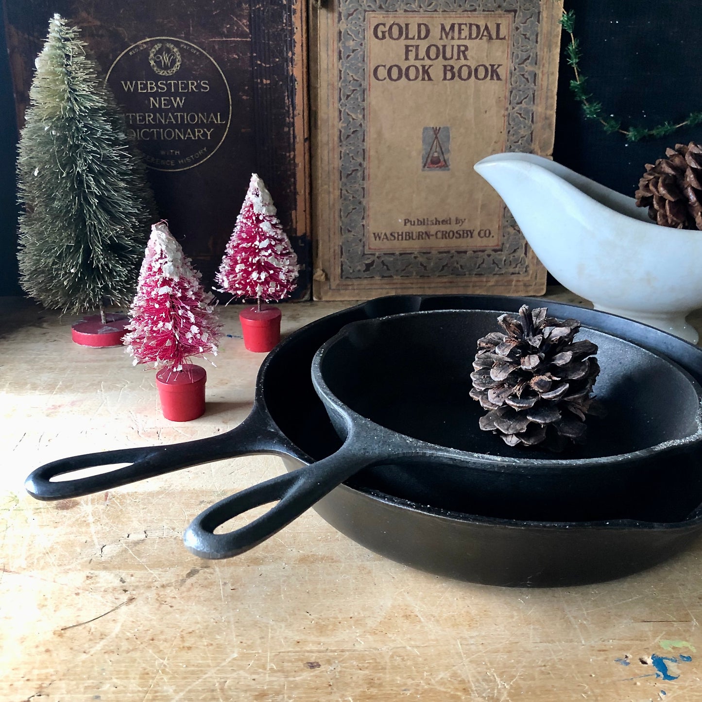 Vintage Lodge Cast Iron Skillets, Set of Two