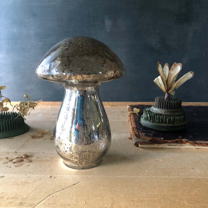 Vintage Mercury Glass Mushroom Figurine