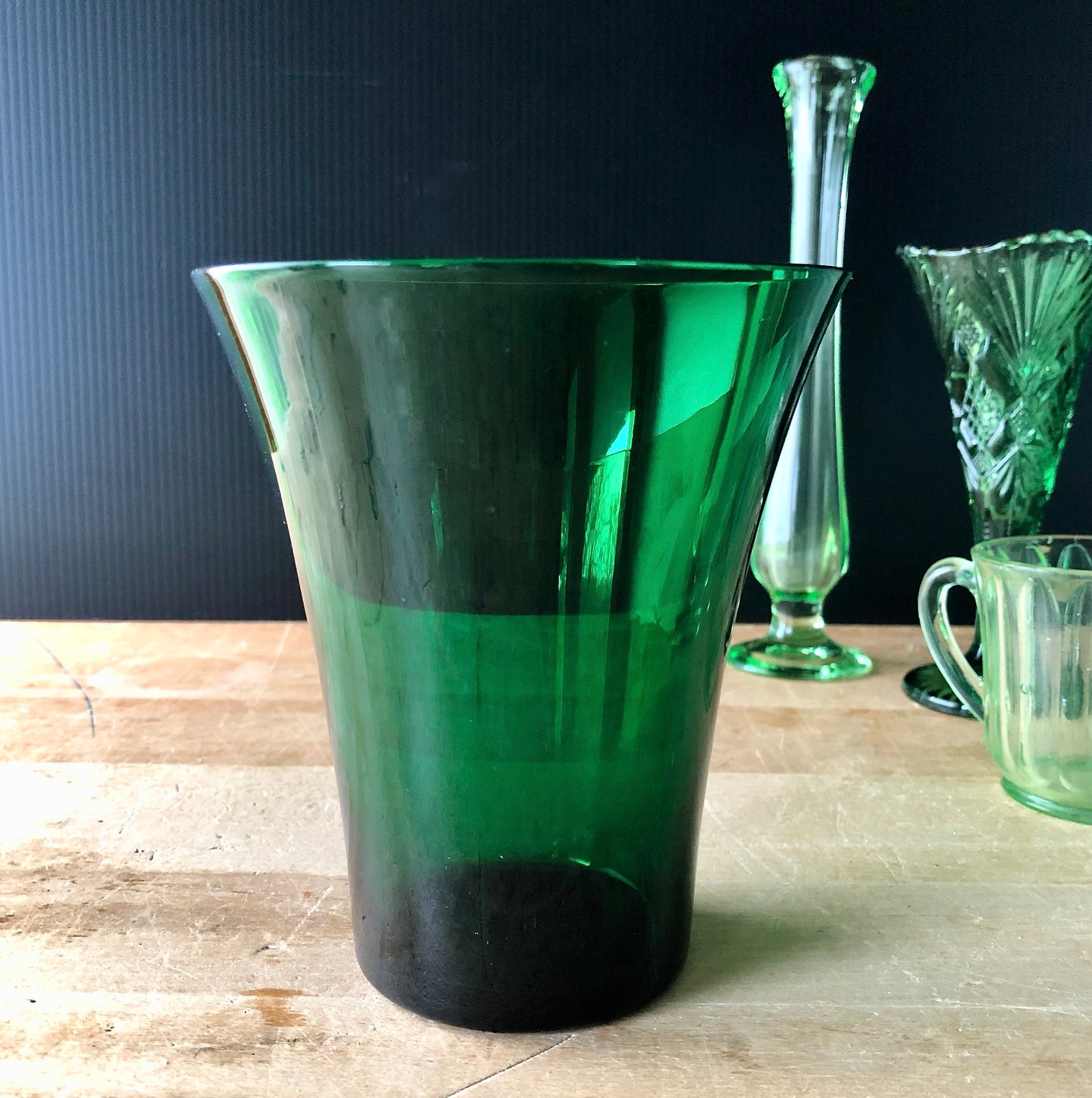 Green Depression Glass Collection with Uranium Glass (c.1930s)