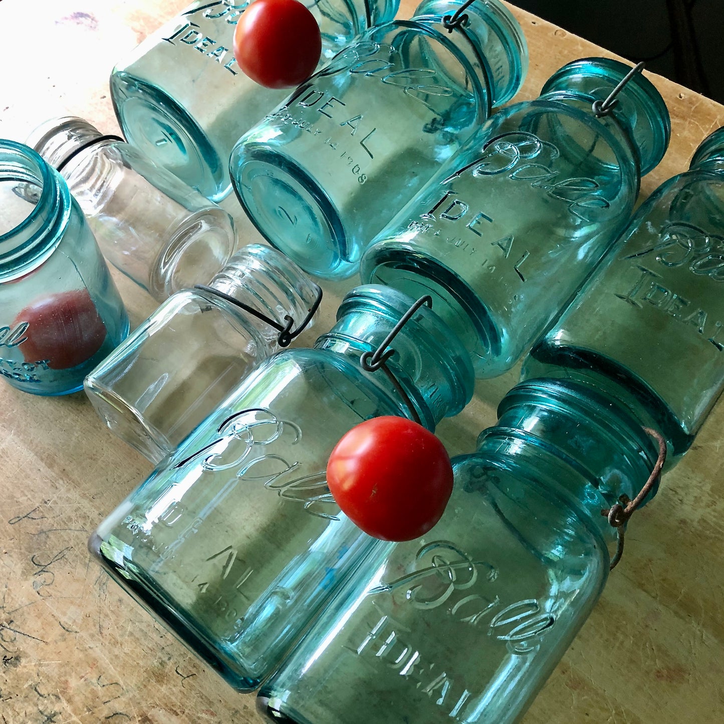 Antique Blue Ball Mason Canning Jars (c.1920s)