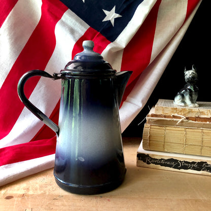 Graniteware Blue and White Coffee Pot (c.1940s)