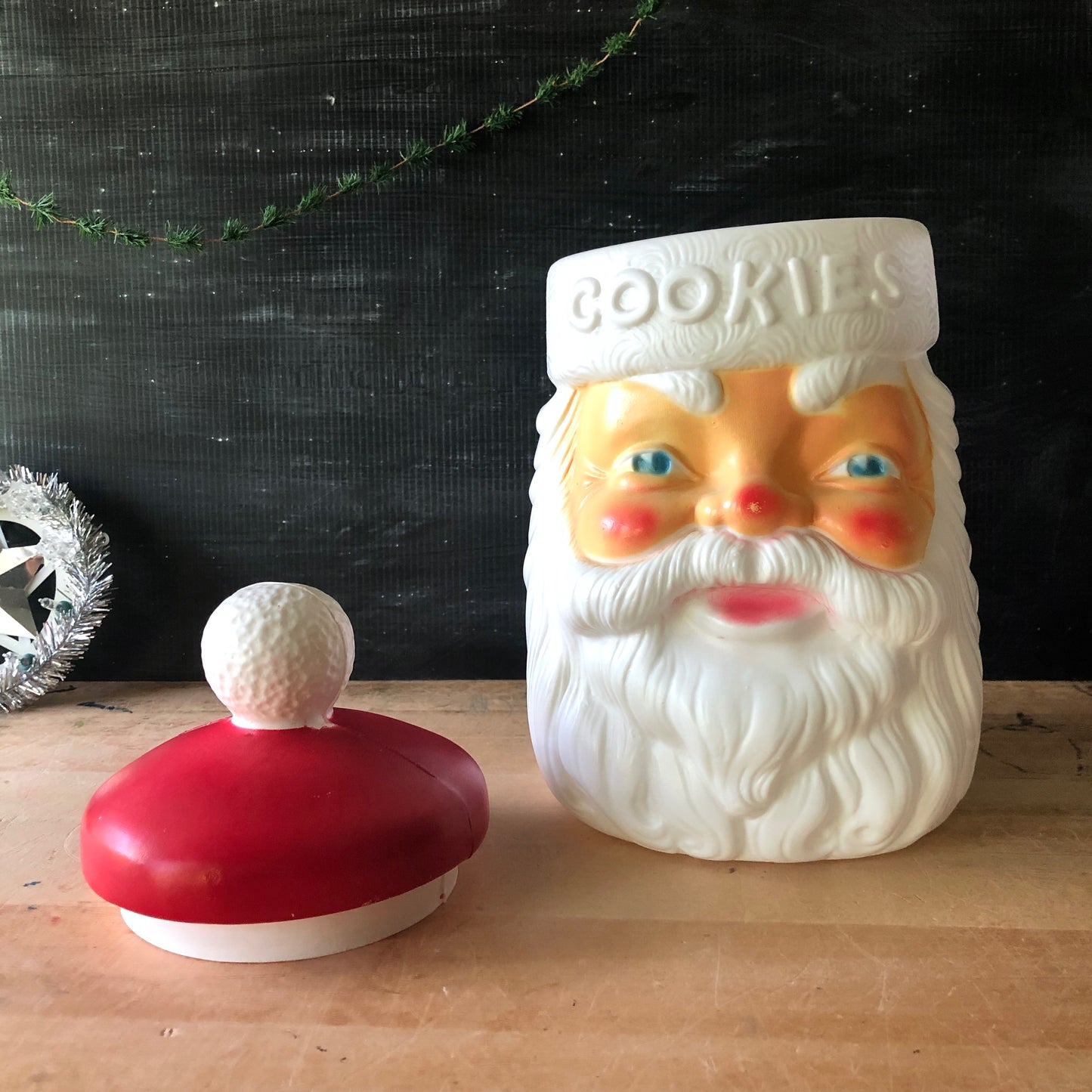 Vintage Plastic Santa Cookie Jar (c.1970s)