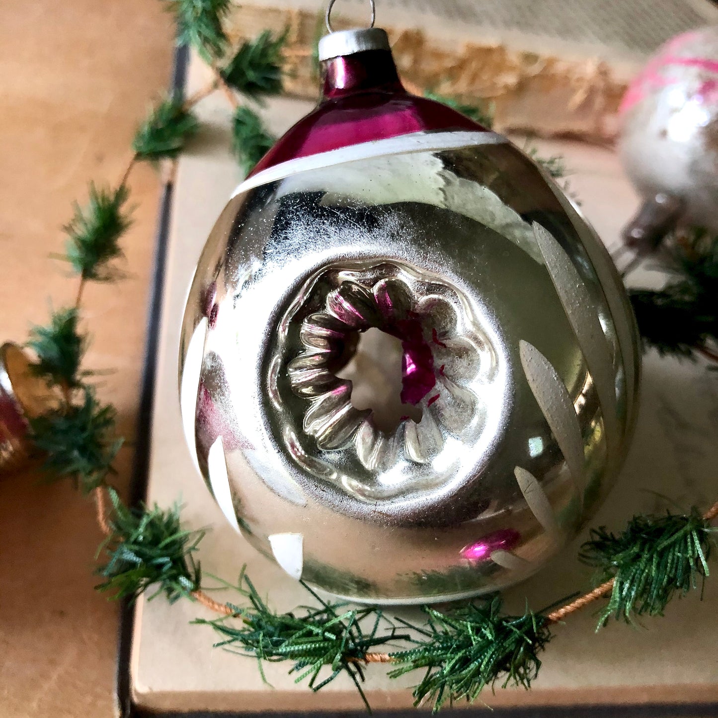 Antique Pink Glass Christmas Ornaments (c.1900s)