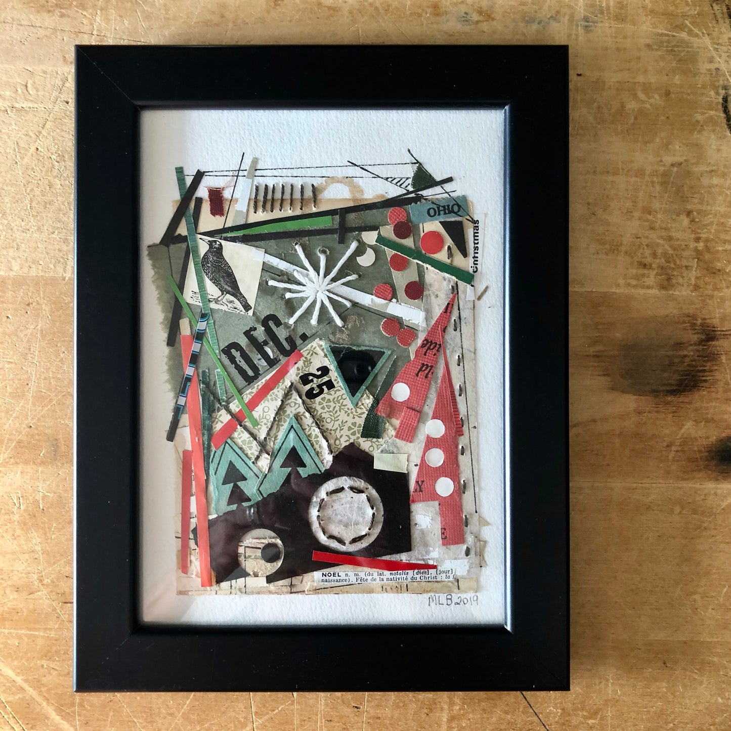 Christmas Paper Collage Art Made From Old Books