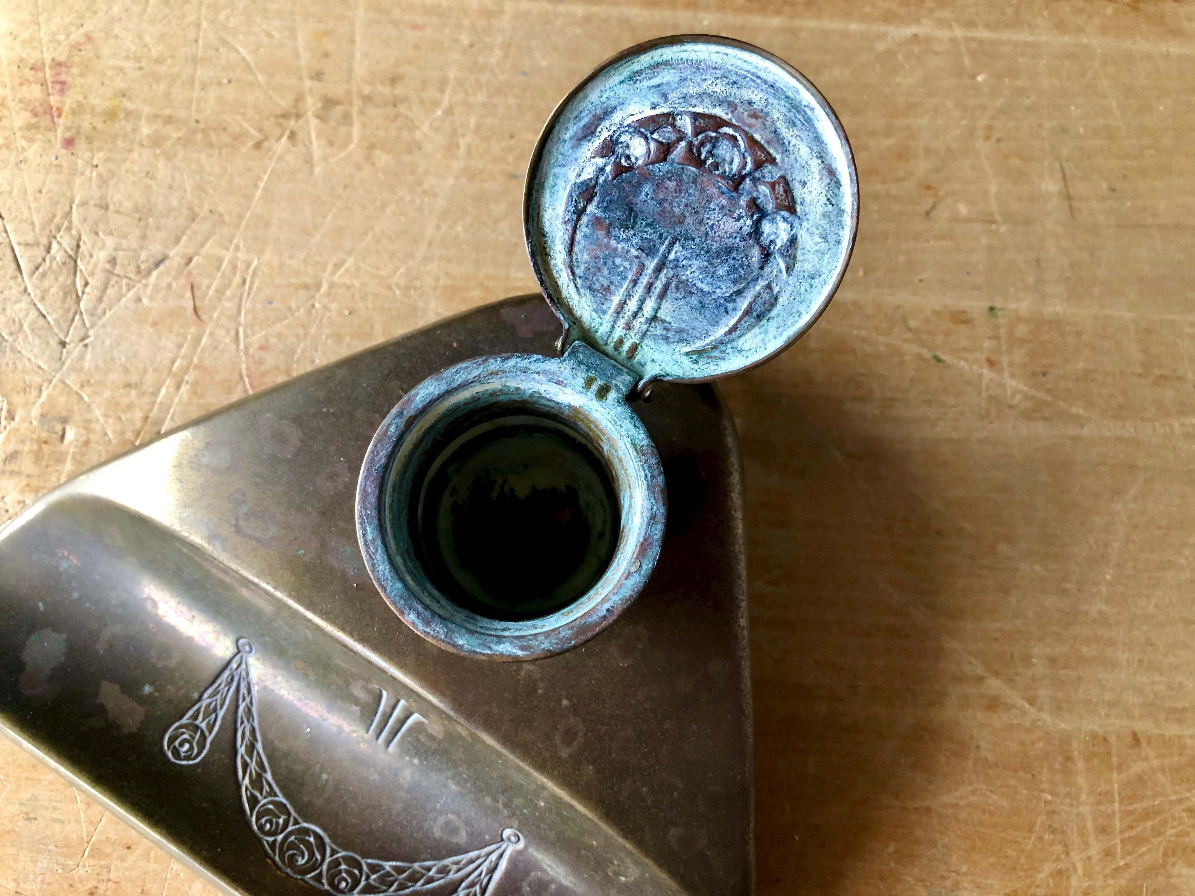 Antique German Brass Inkwell (1800s) – Rush Creek Vintage