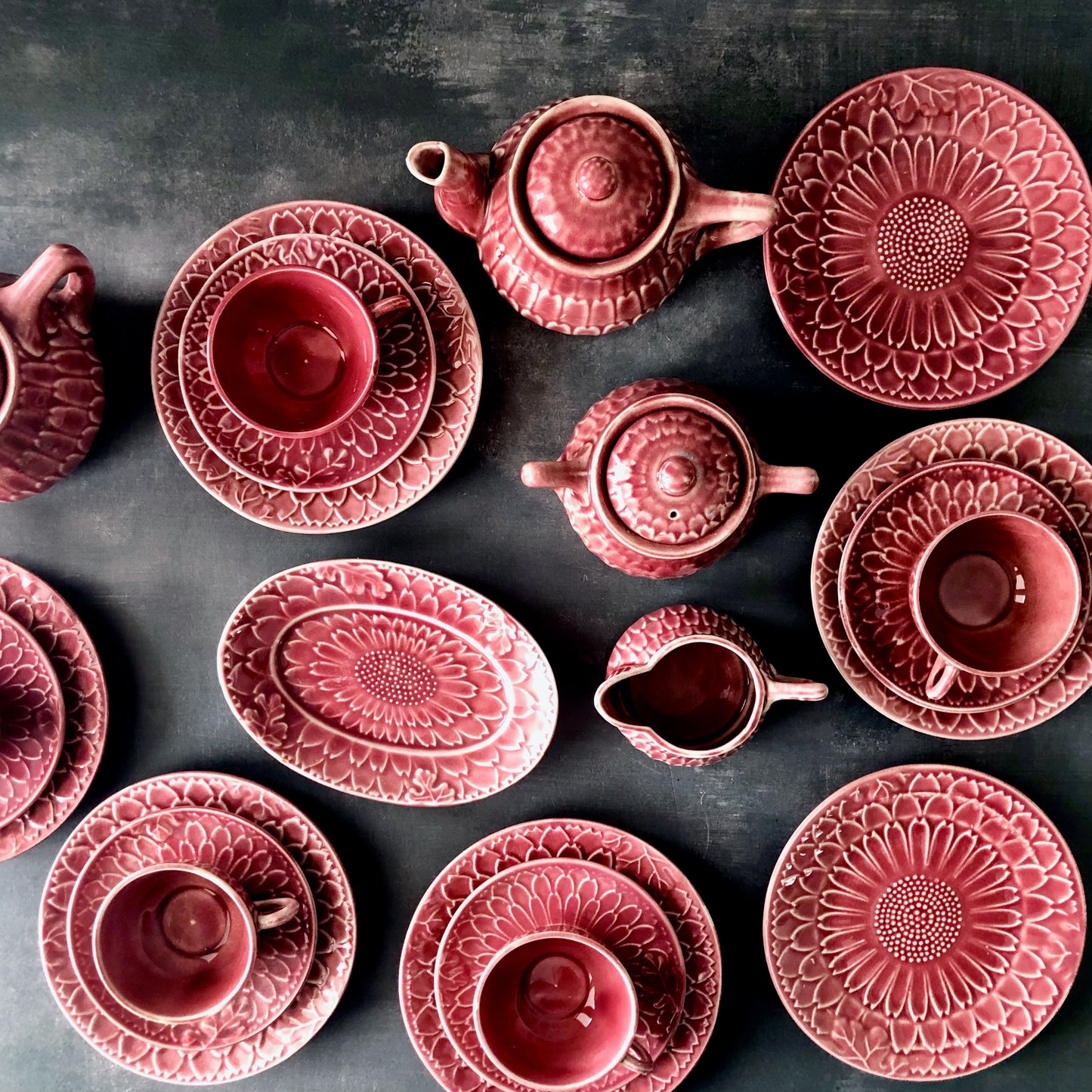 Vintage Pink Majolica Child's Tea Set (c.1930s)