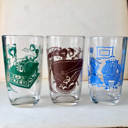 Vintage Swanky Swig Juice Glasses, Set of Eight (c.1950s)