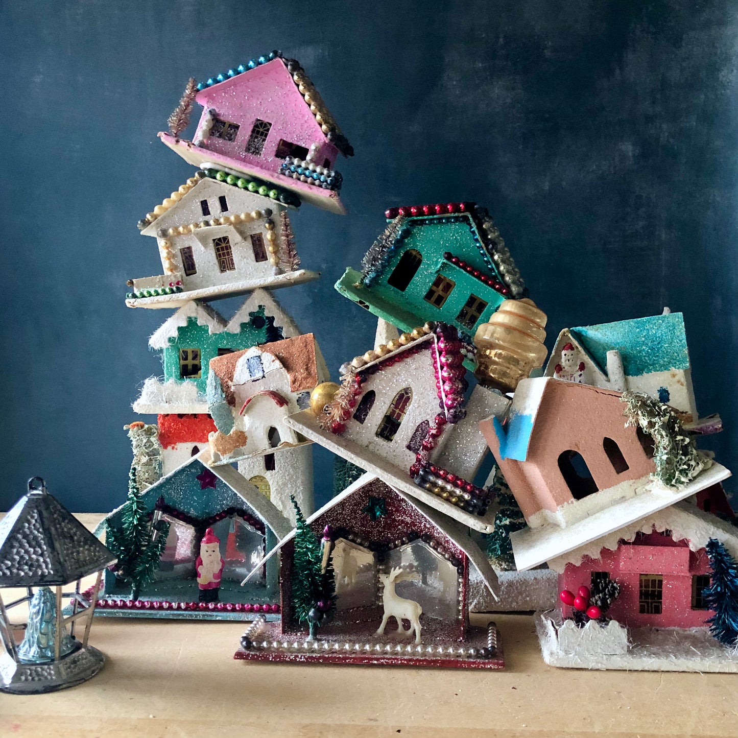 Vintage Putz Houses, Set of Five (c.1950s)