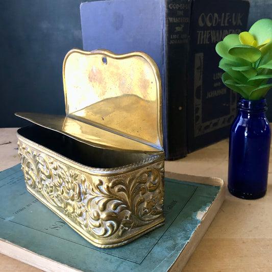 Antique Dutch Brass Repousse Match Box (c.1800s)
