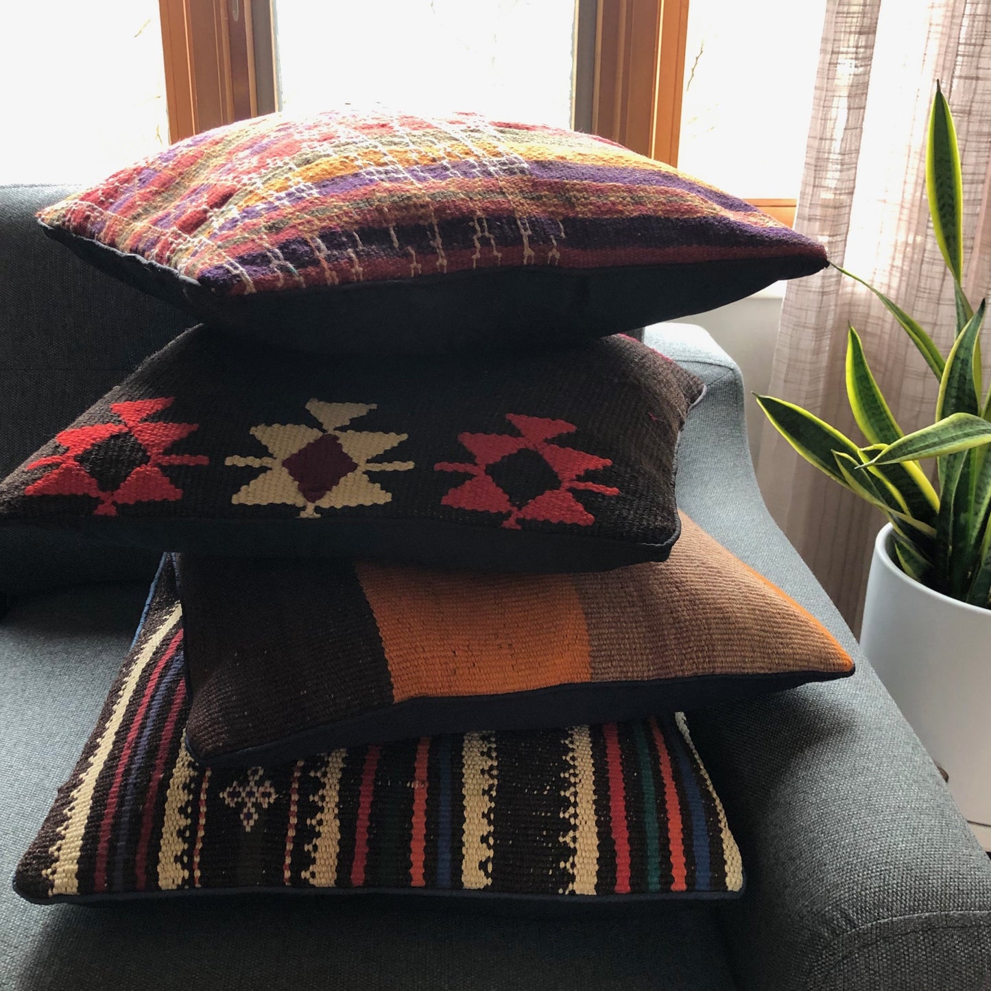 Vintage Jewel Tone Kilim Rug Pillow Cover