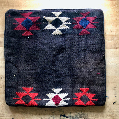 Modern Vintage Charcoal and Red Kilim Pillow Cover