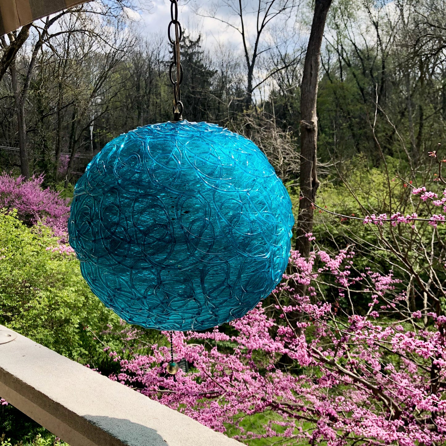 Mid Century Spun Lucite Turquoise Swag Light (c.1960s)