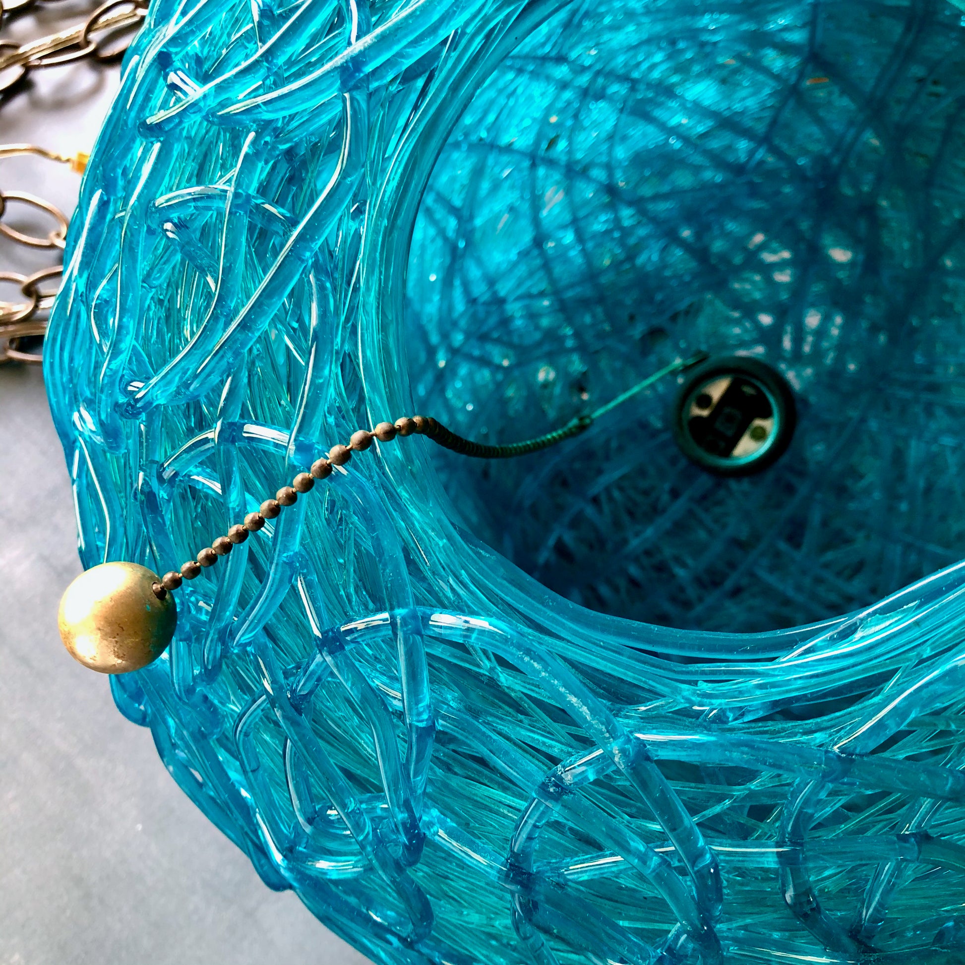 Mid Century Spun Lucite Turquoise Swag Light – Rush