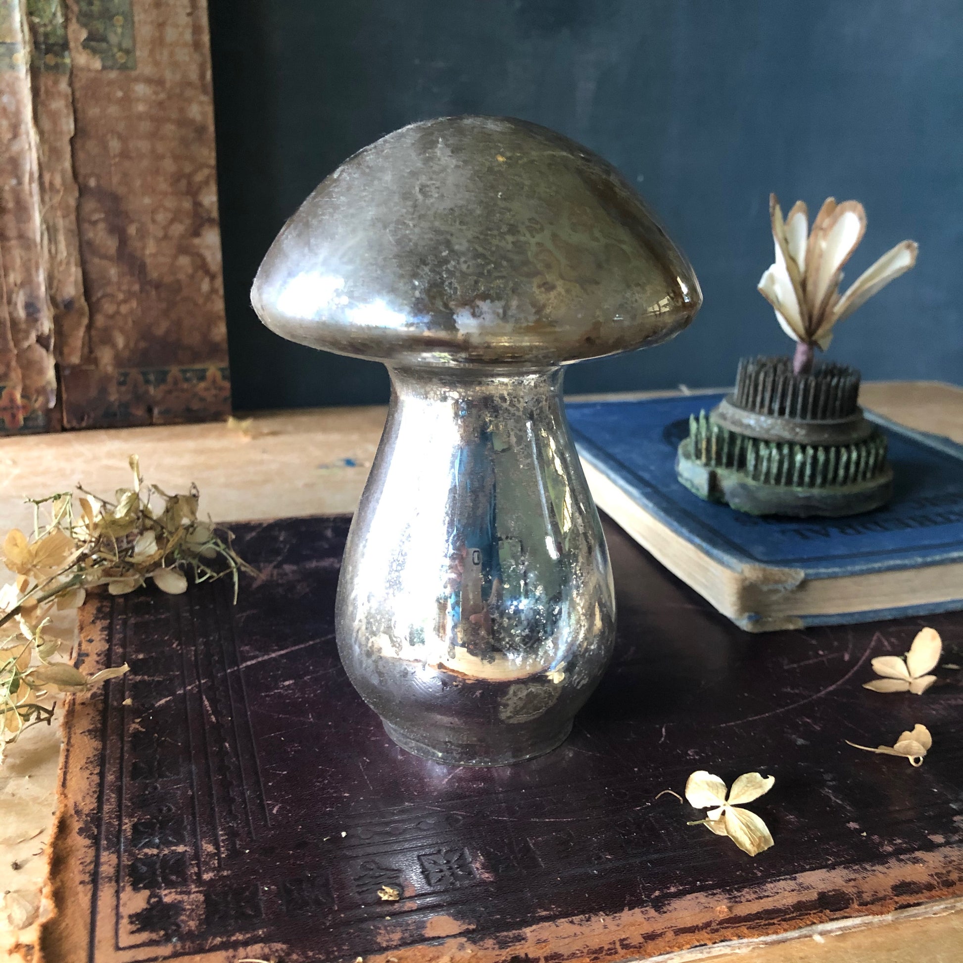 Vintage Mercury Glass Mushroom Figurine