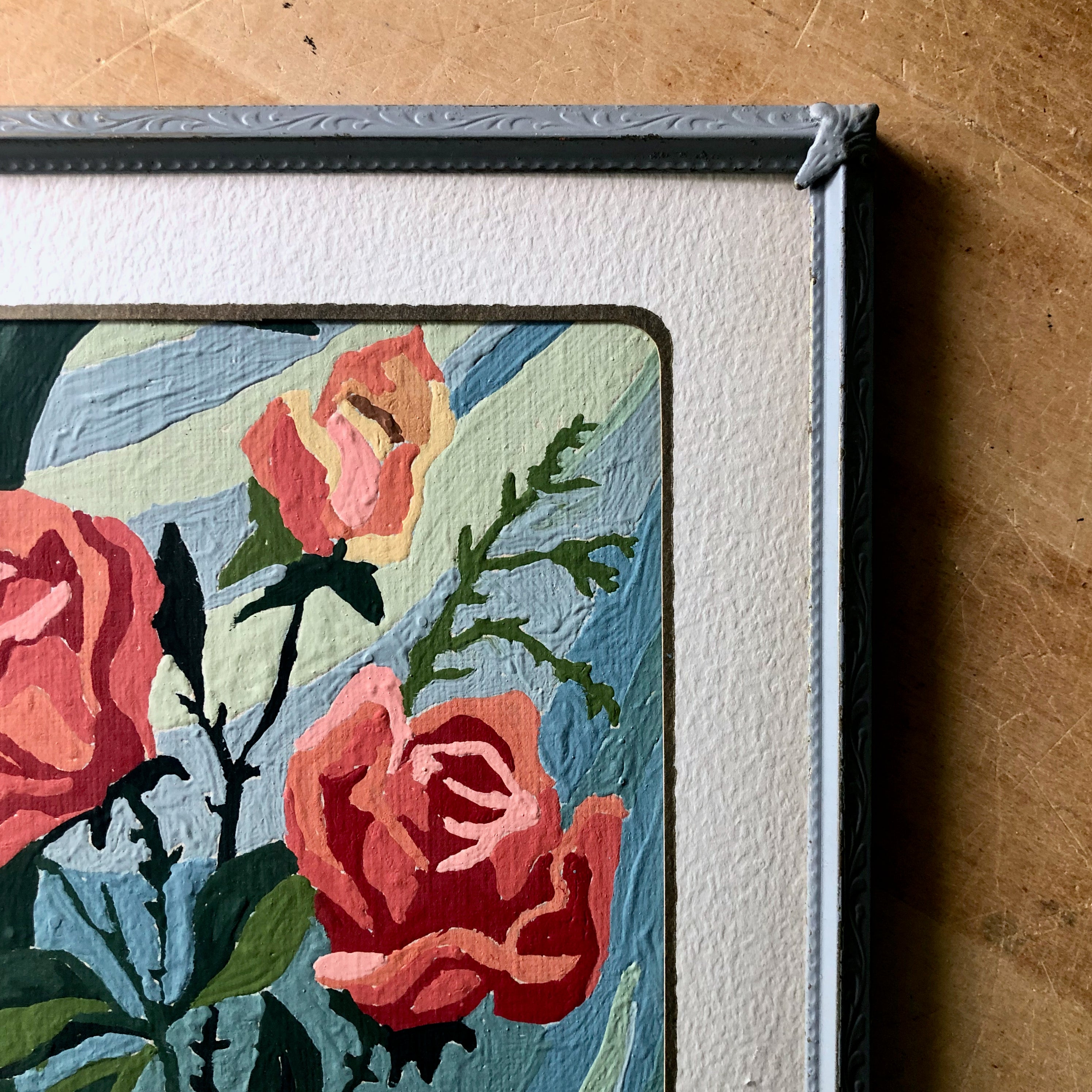 Vintage Pair outlet Framed Paint By Numbers, 16 x 12 Mid Century Roses, Floral PBN