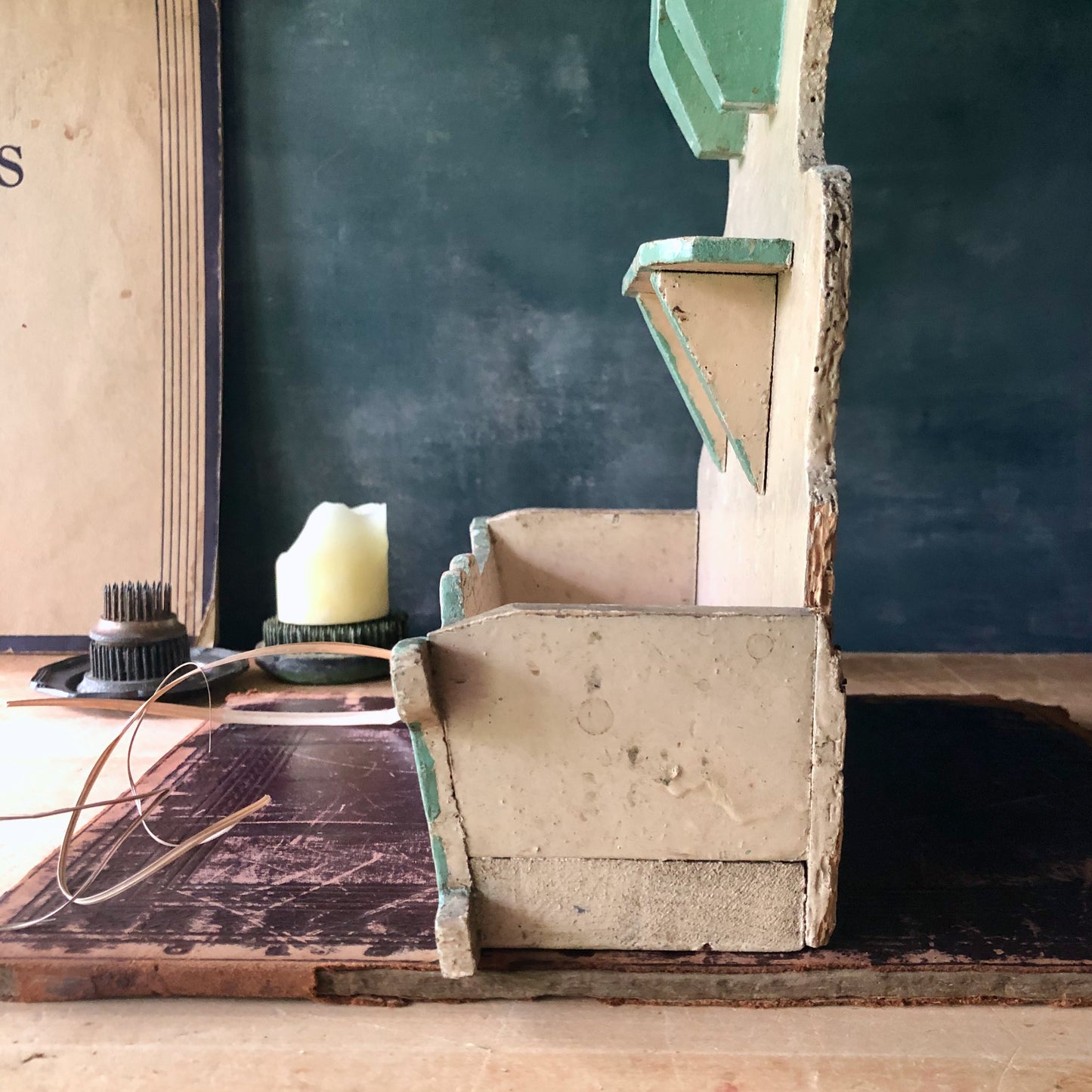 Early Green and Cream Painted Wall Box (c.1900s)