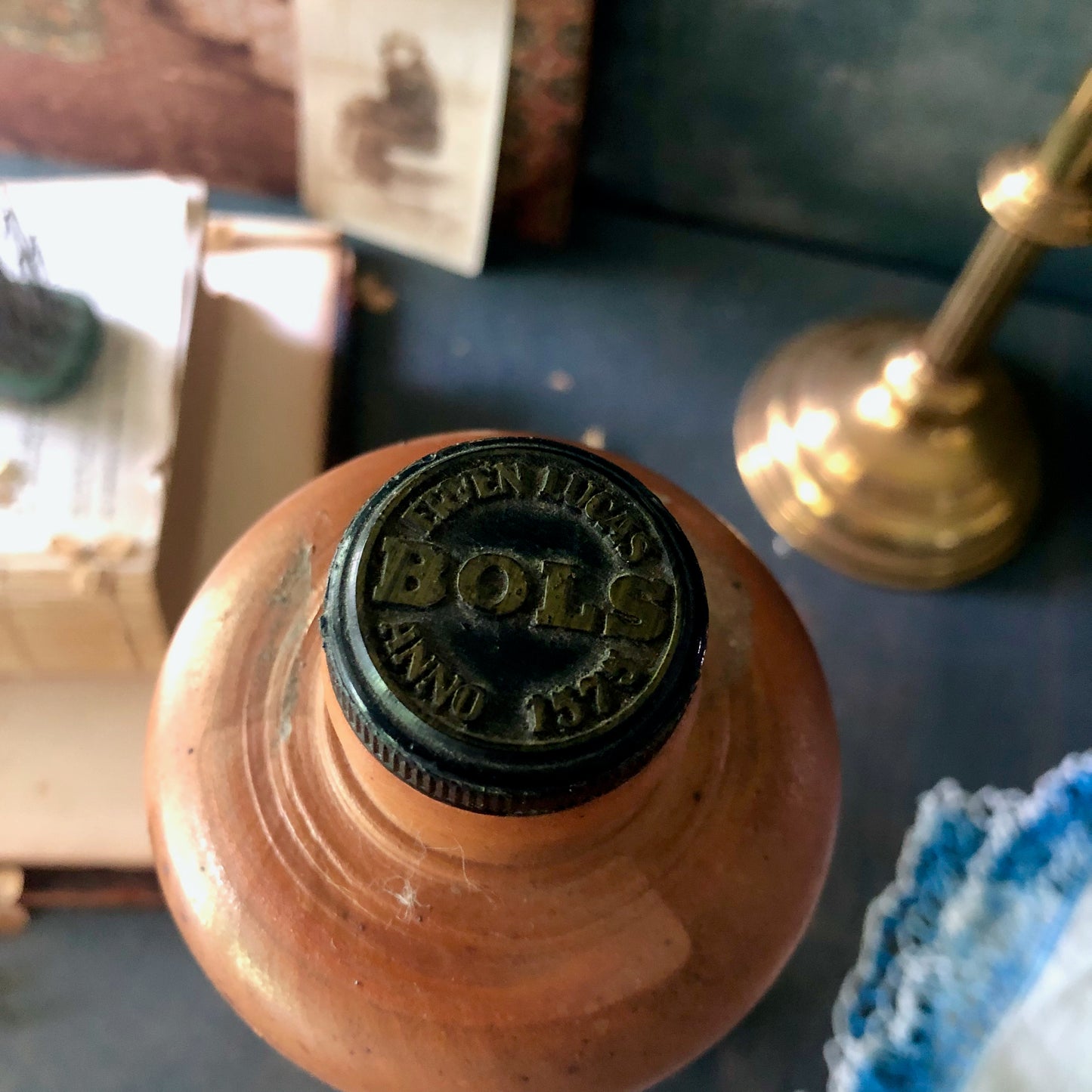 Antique Stoneware Gin Bottle from Erven Lucas Bols (c.1800s)