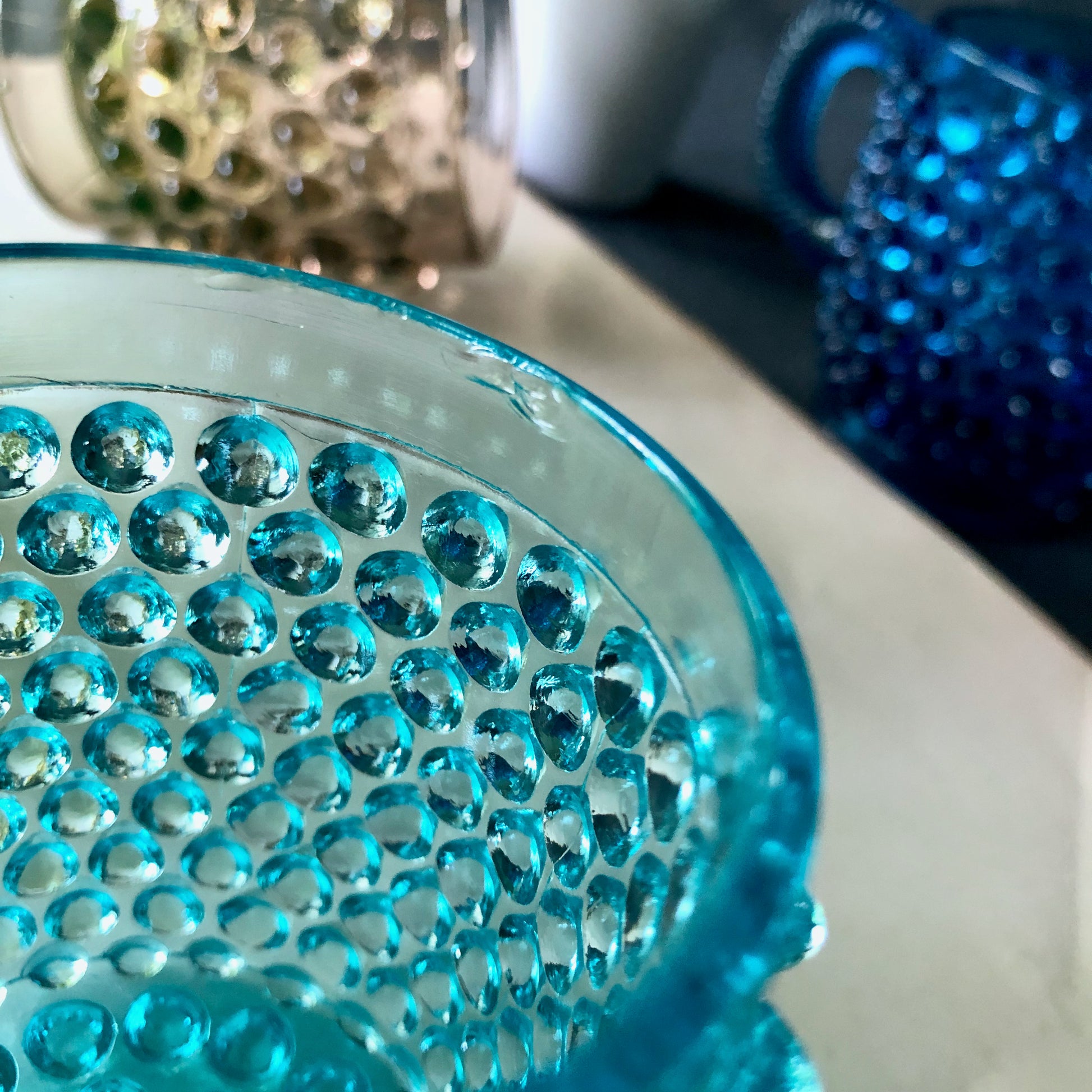Early EAPG Glass Hobnail Mug Collection, Set of 5 (c.1800s+)