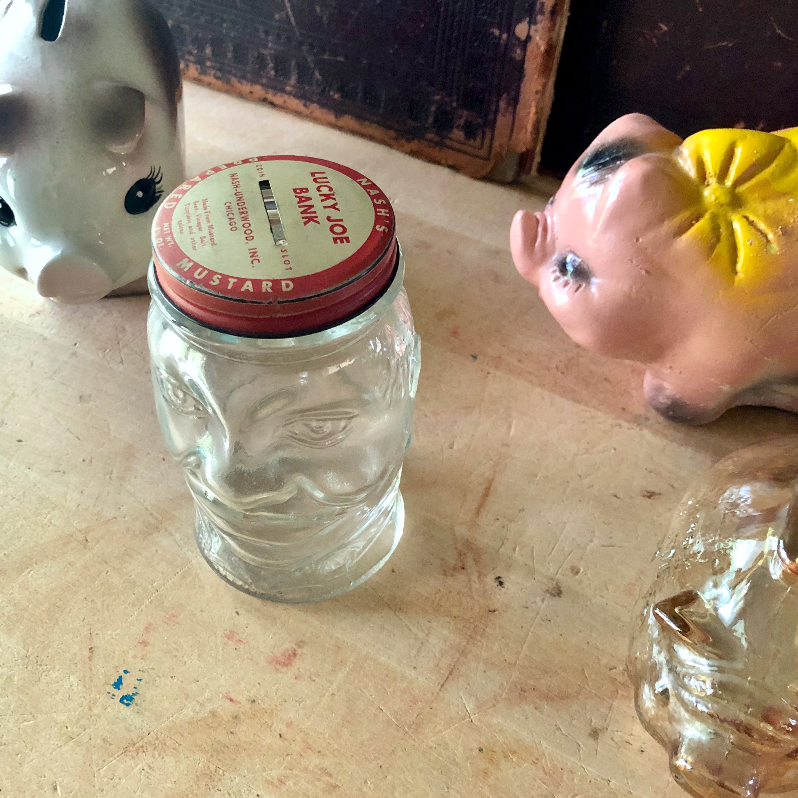 Vintage Lucky Joe and Piggy Coin Bank Collection c.1930s Rush