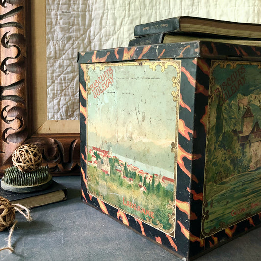 Biscuits Oulevay Swiss Cookie Tin (c.1900s)