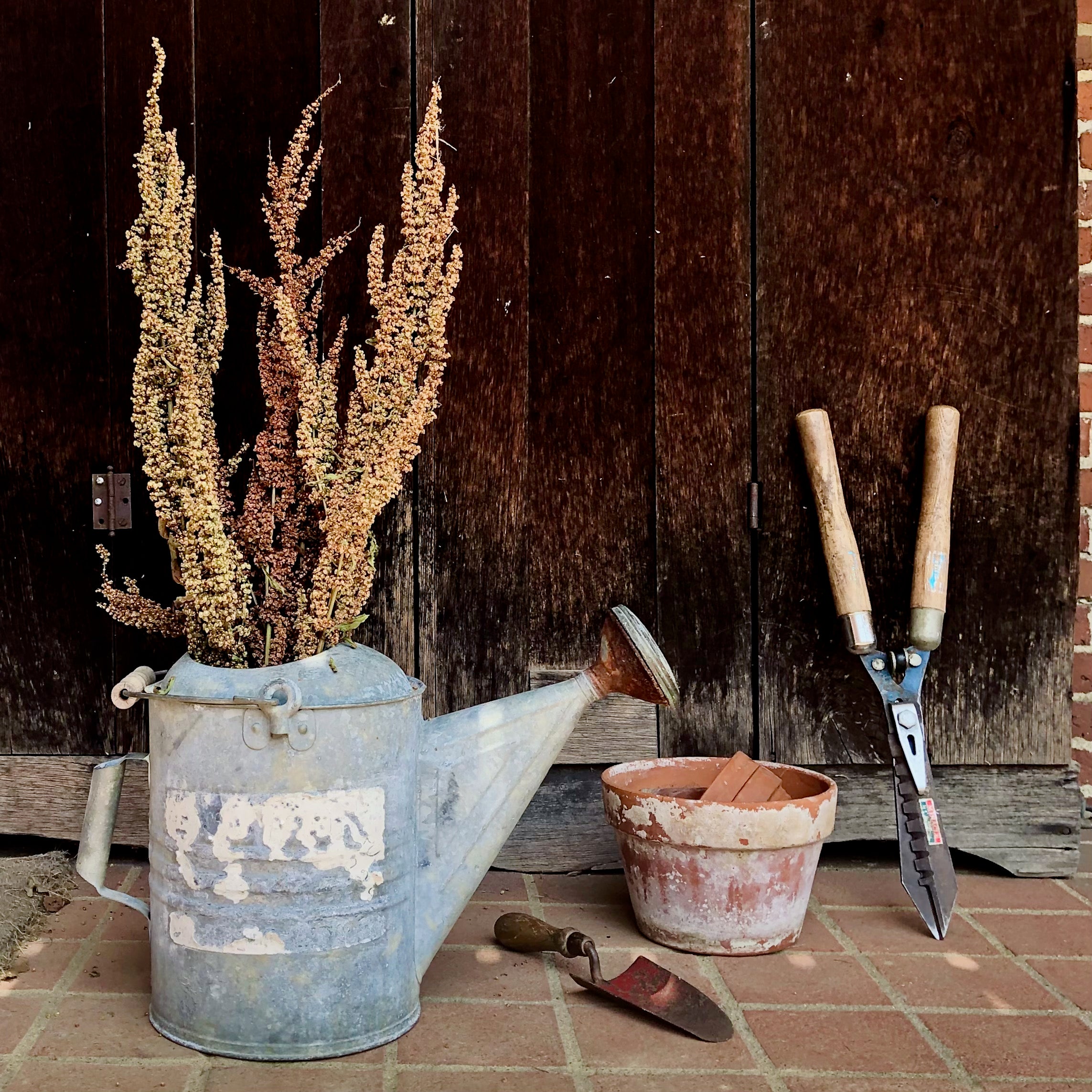 Vintage No. 2024 10 Galvanized Watering Can by Wheeling Steel, Rustic Garden Can