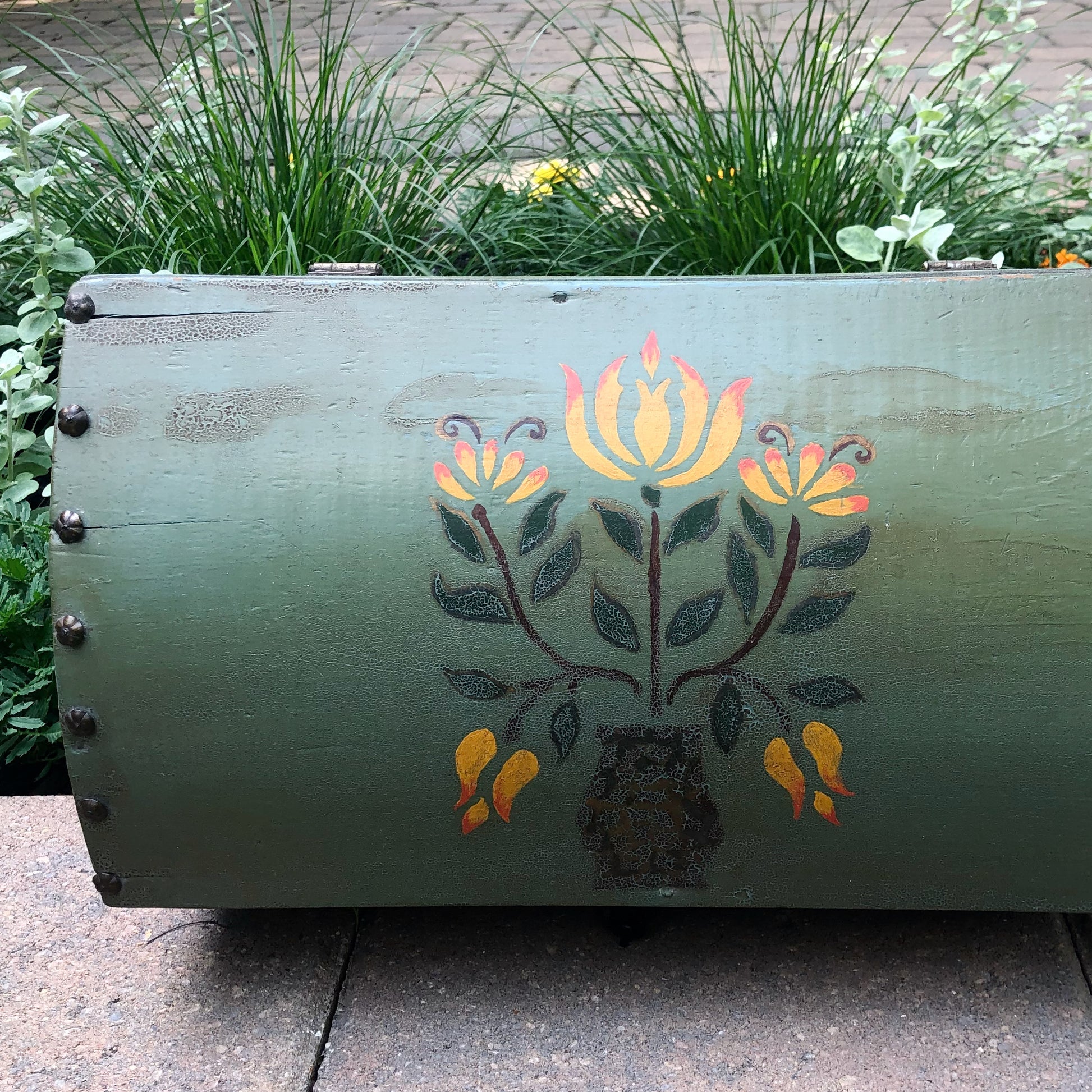 Antique Folk Art Chest with Interior Tray (c.1900s)