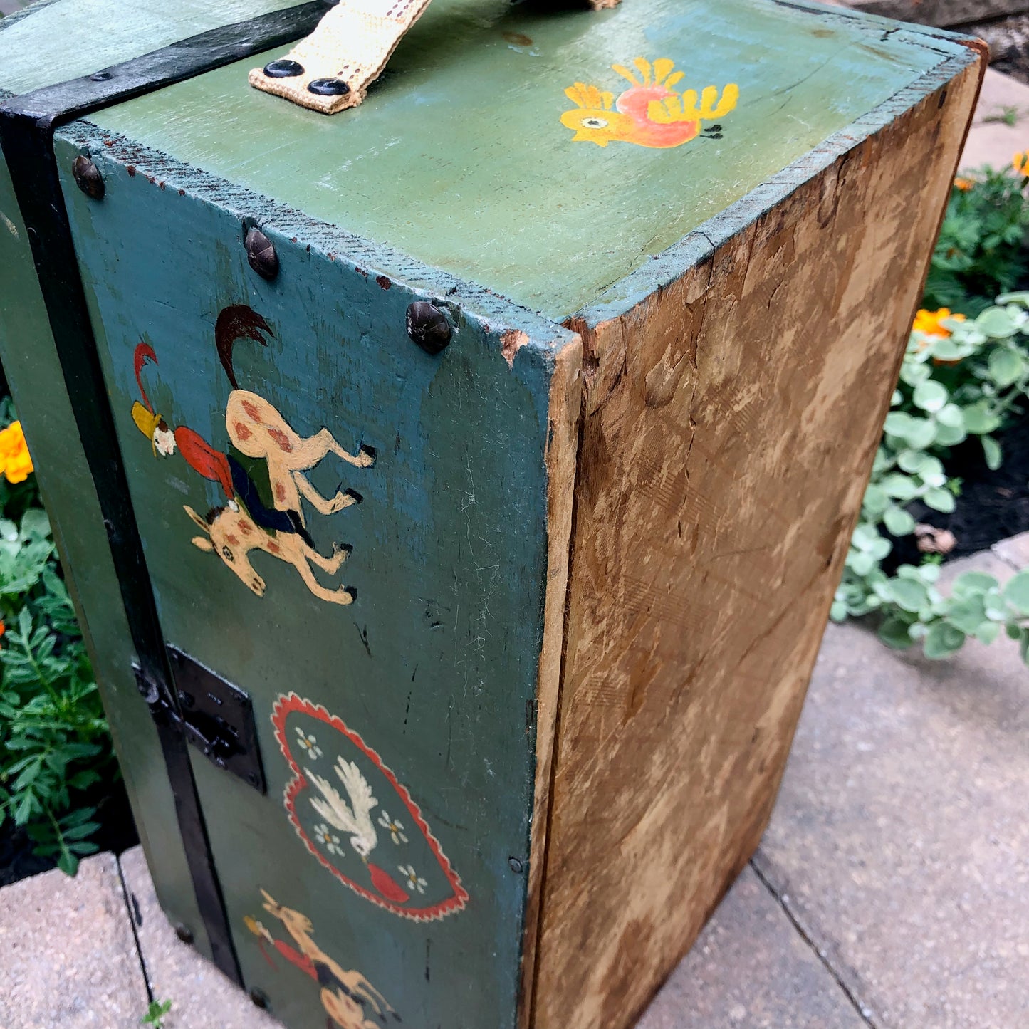 Antique Folk Art Chest with Interior Tray (c.1900s)