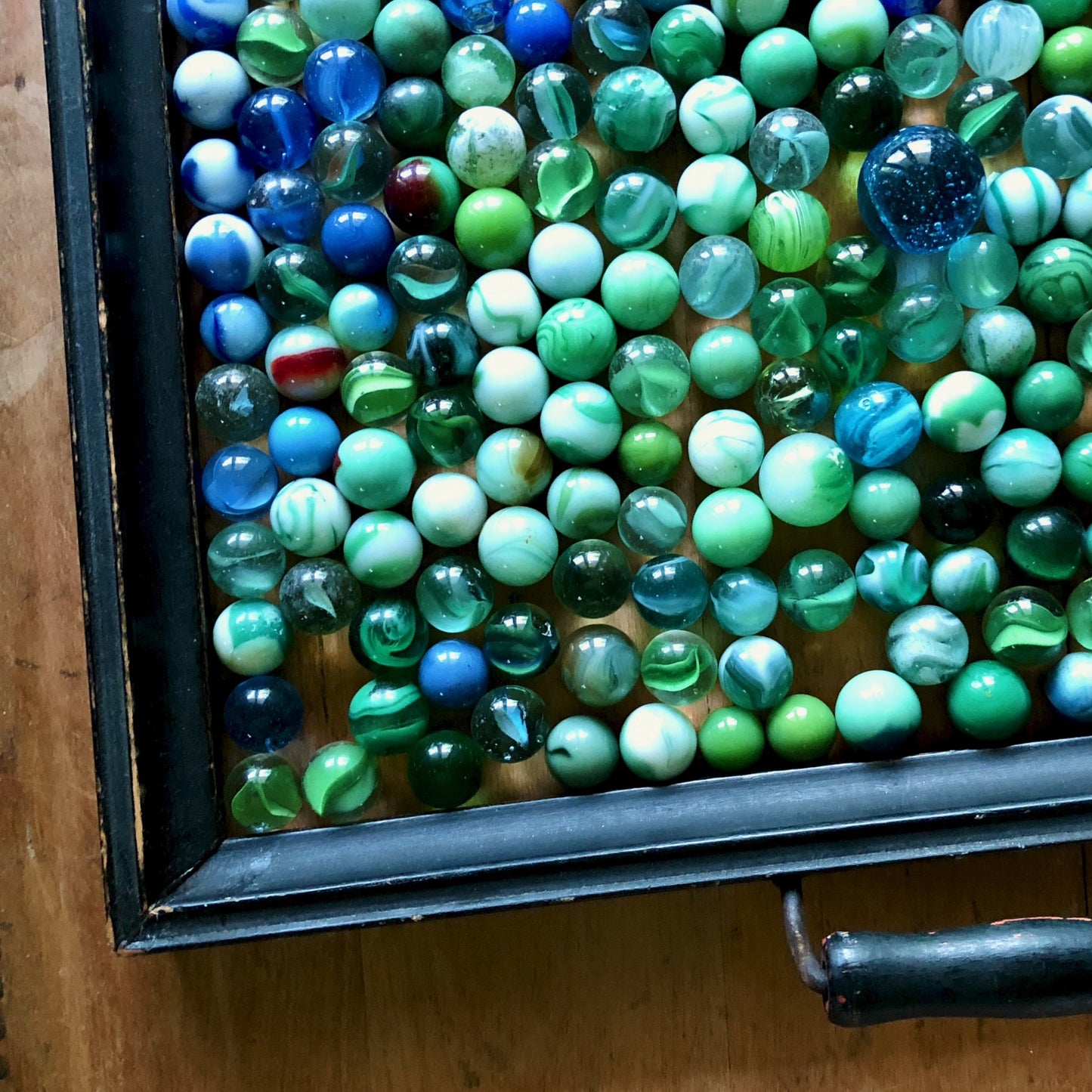 Antique and Vintage Marbles in Blue Green Coastal Colors, Set of