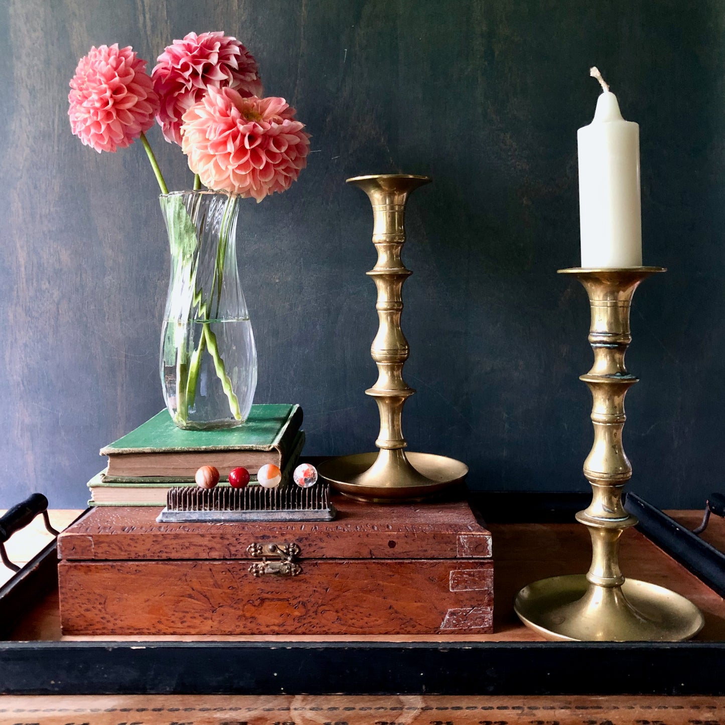 Solid Brass Vintage Candlestick Holders, Set of 2