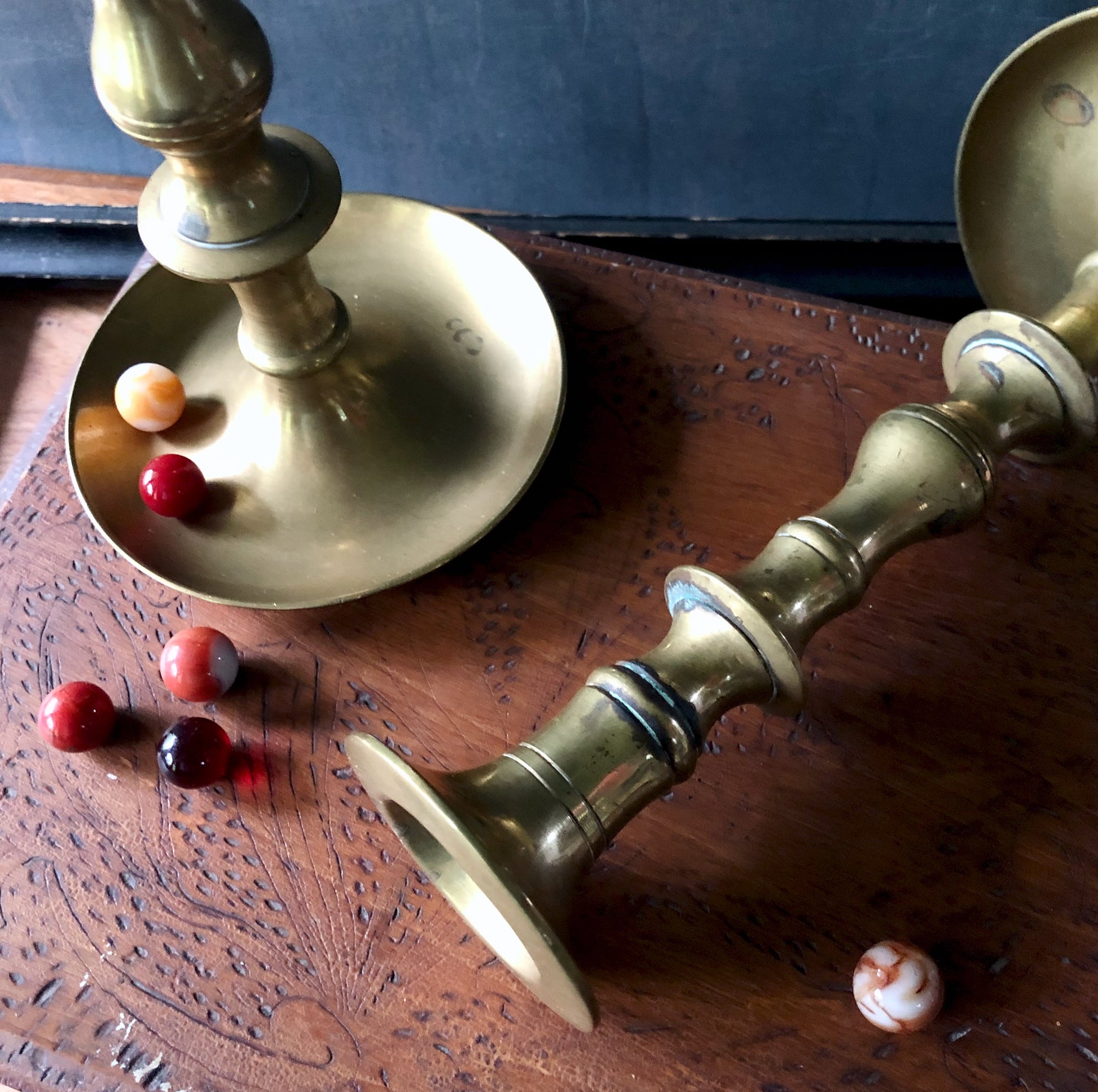 Solid Brass Vintage Candlestick Holders, Set of 2