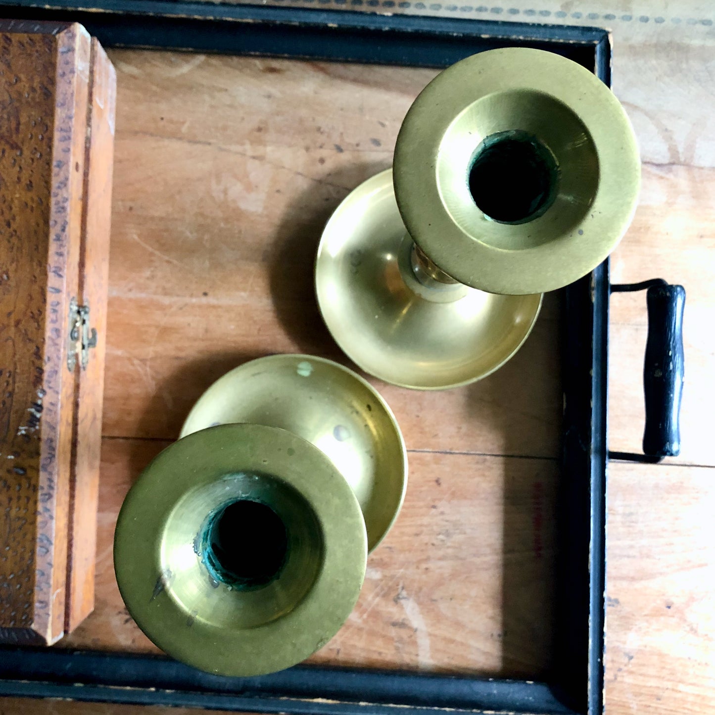 Solid Brass Vintage Candlestick Holders, Set of 2